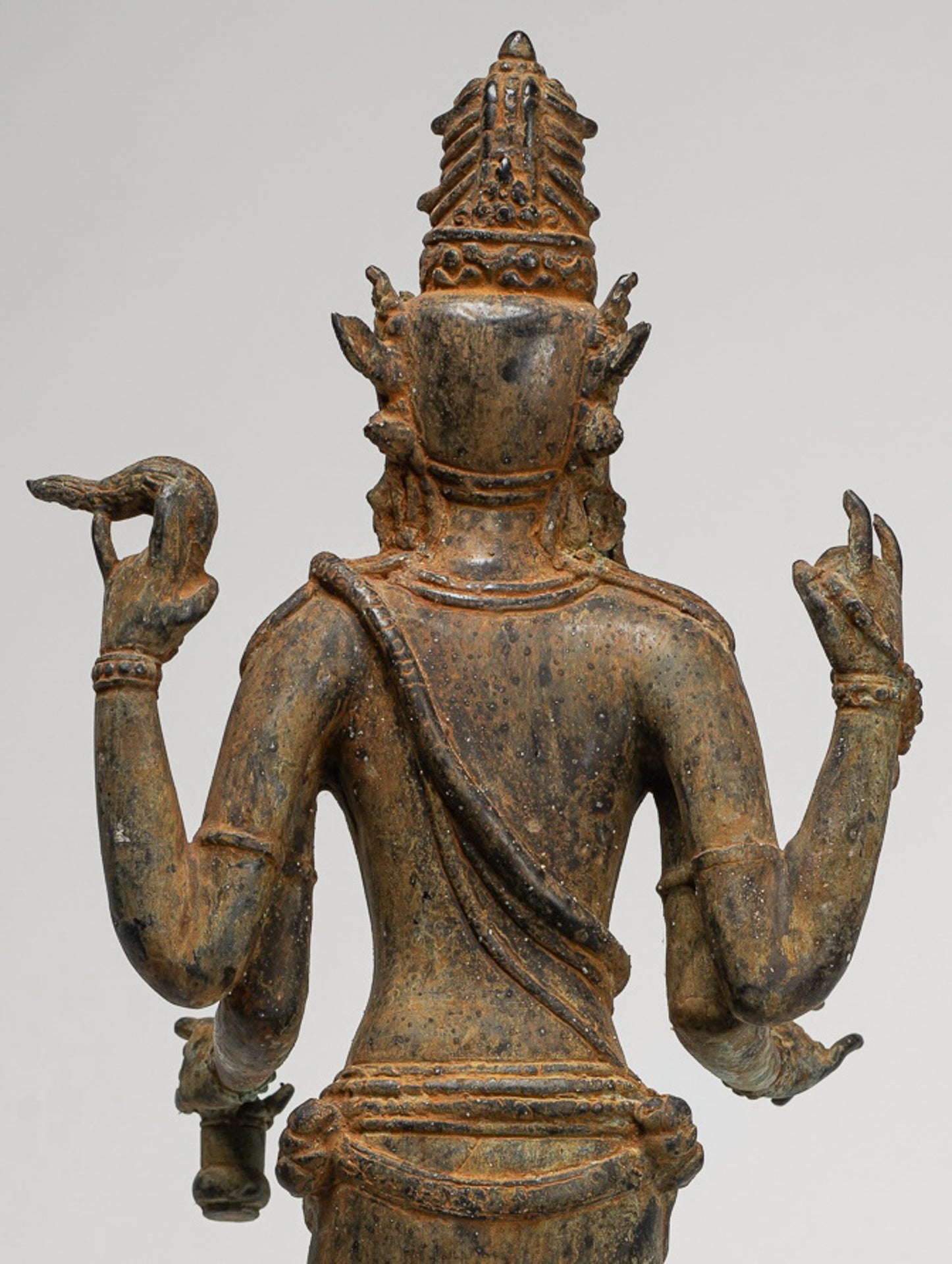 Shiva Statue - Antique Indonesian Style Bronze Javanese Standing 4-Arm Shiva Statue - 52cm/21"