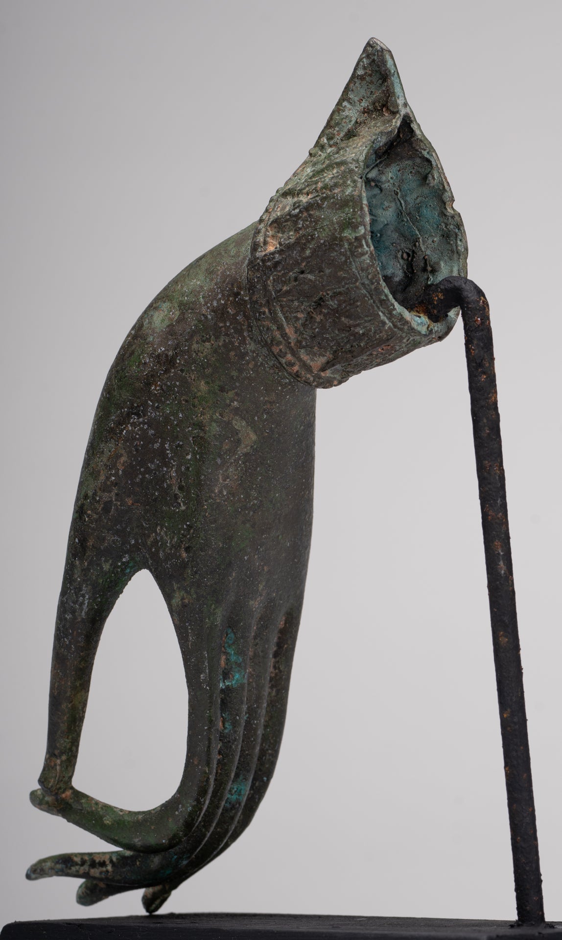 Mounted Antique Thai Style Southeast Asia Bronze Thai Teaching Hand - 25.5cm/10"