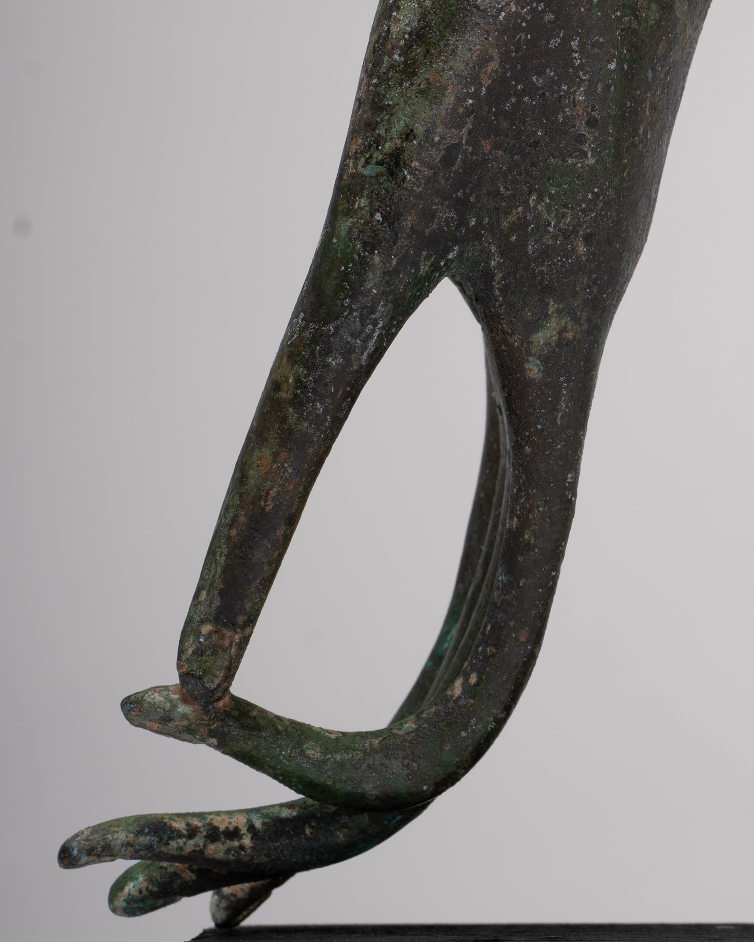 Mounted Antique Thai Style Southeast Asia Bronze Thai Teaching Hand - 25.5cm/10"