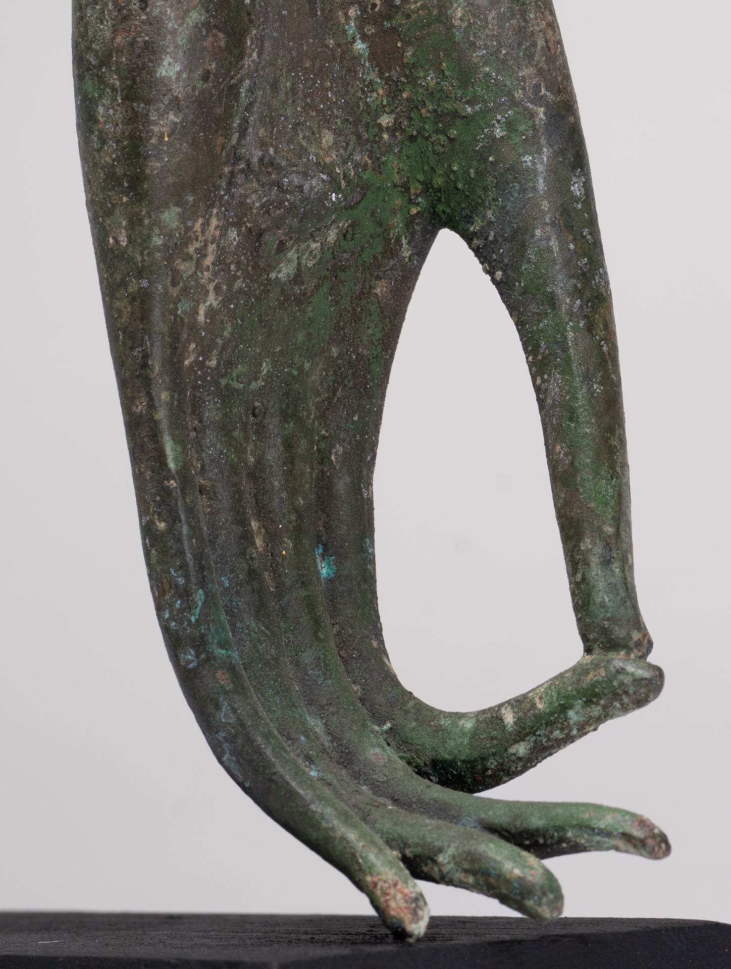 Mounted Antique Thai Style Southeast Asia Bronze Thai Teaching Hand - 25.5cm/10"