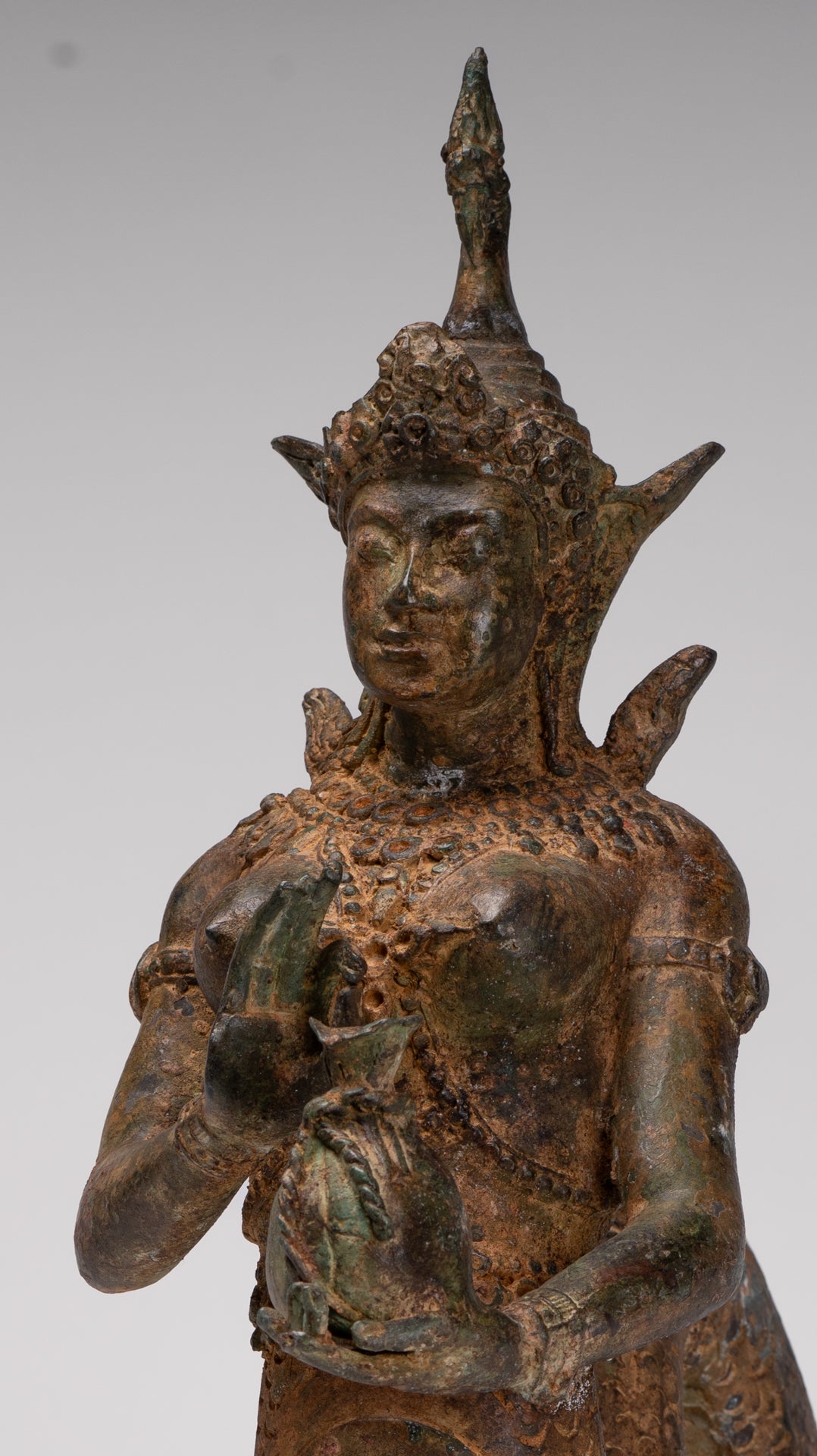 Naga Statue - Antique Thai Style Bronze Female Deity with Naga Tail Statue - 41cm/16"