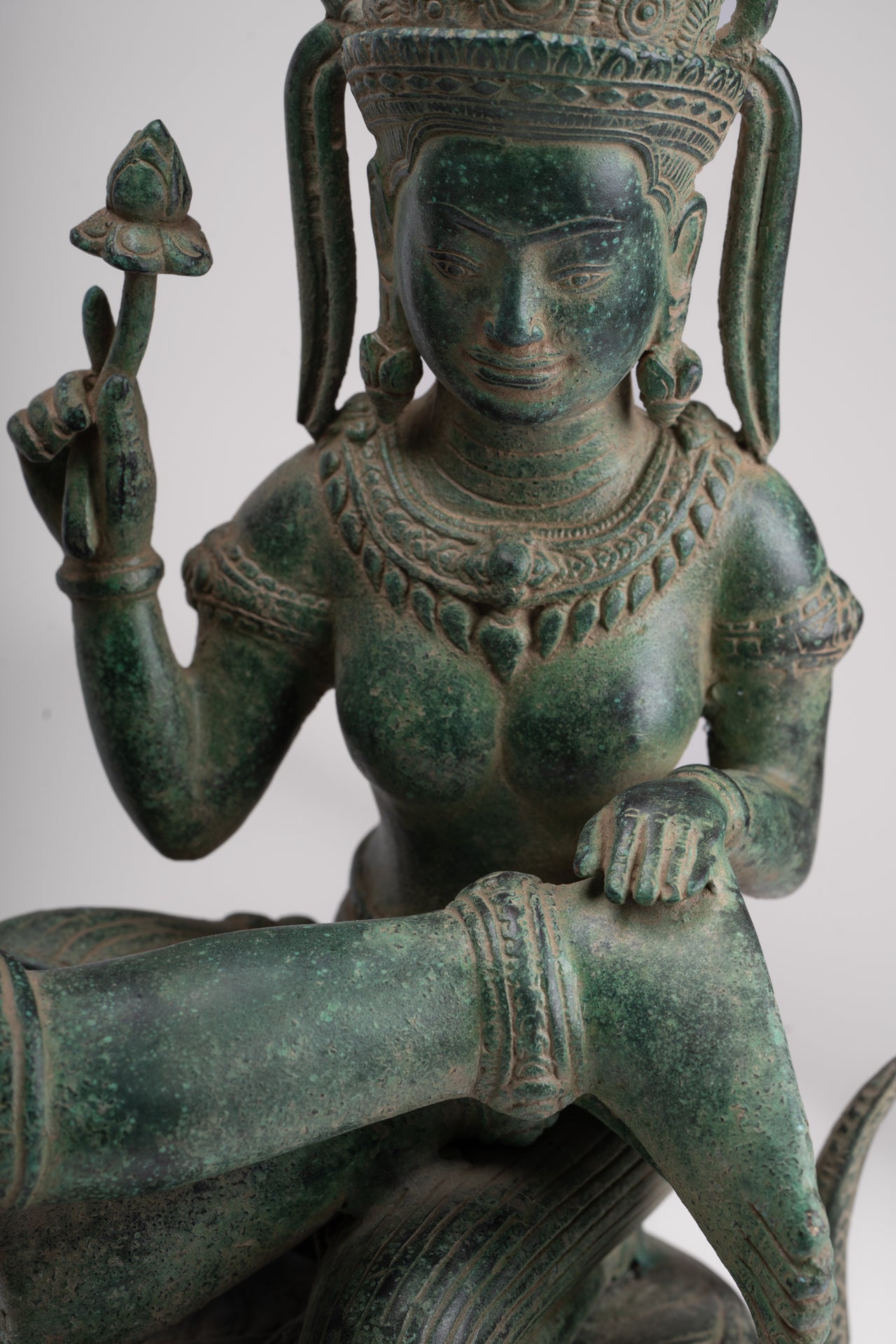 Antique Khmer Style Angkor Wat Bronze Reclining Vishnu Statue - 52cm/21" Long