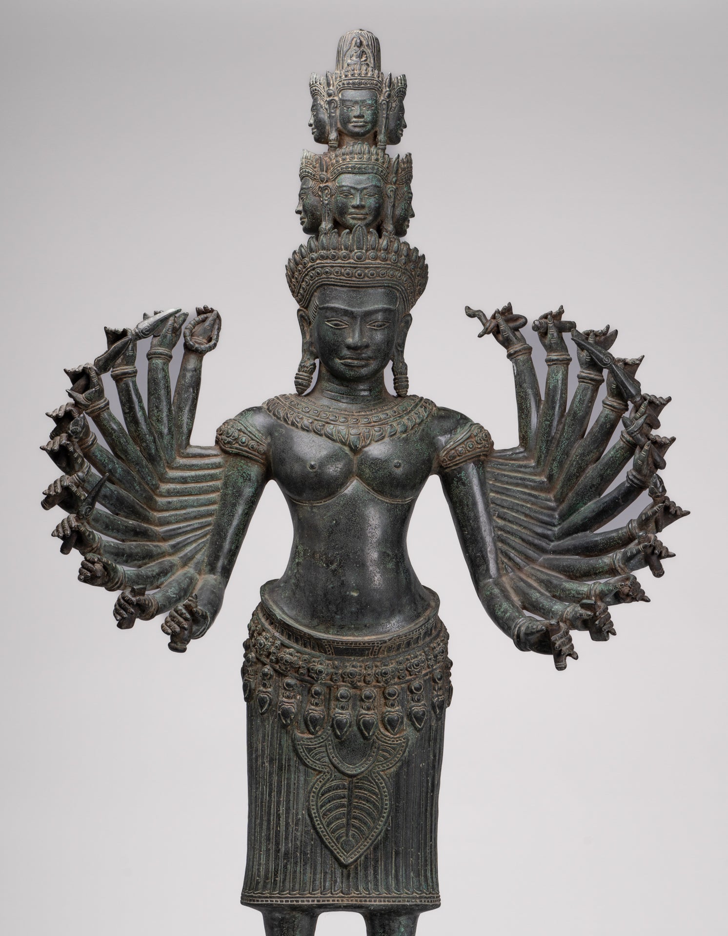 Deity Statue - Antique Khmer Style Bayon Prajnaparamita Statue / Goddess - 115cm/46"