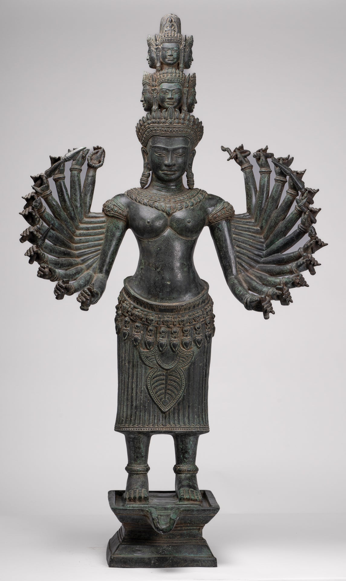 Deity Statue - Antique Khmer Style Bayon Prajnaparamita Statue / Goddess - 115cm/46"