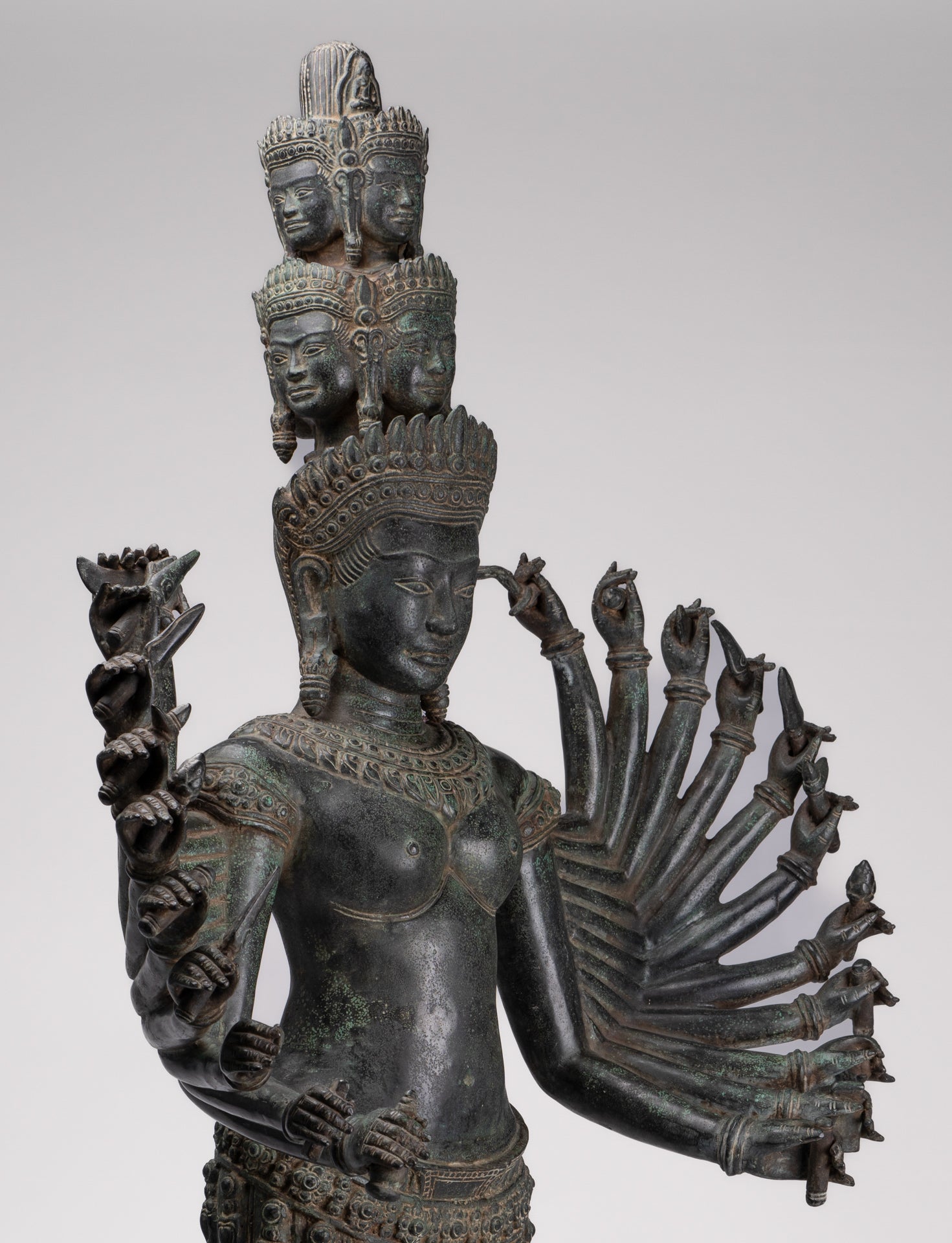 Deity Statue - Antique Khmer Style Bayon Prajnaparamita Statue / Goddess - 115cm/46"