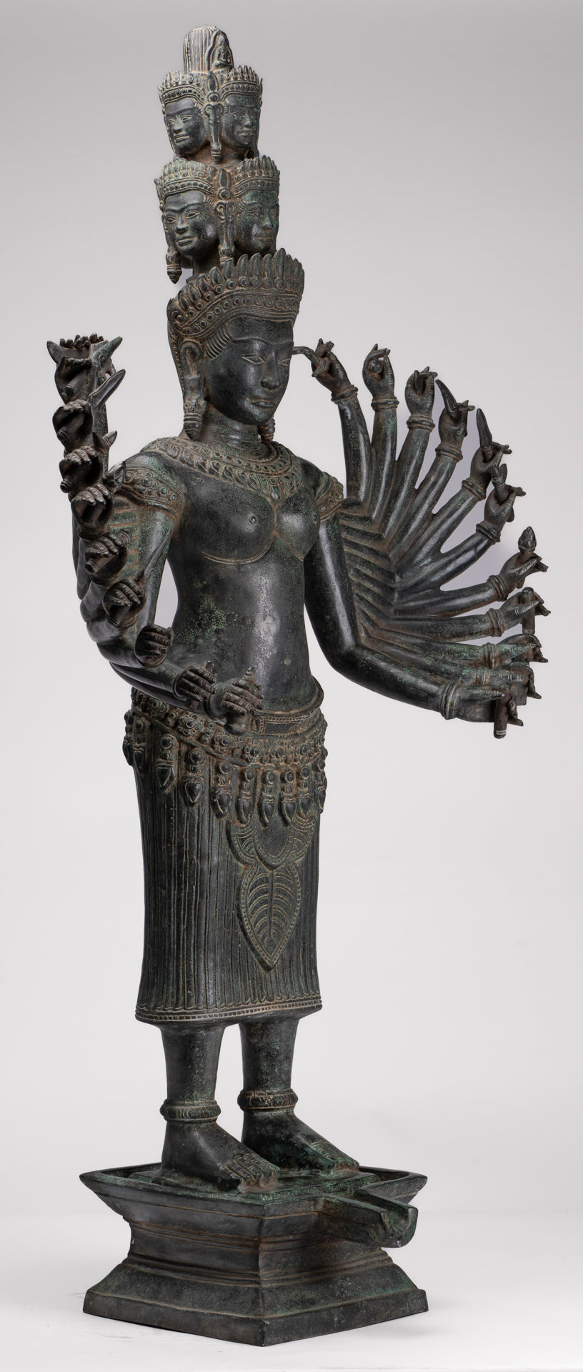 Deity Statue - Antique Khmer Style Bayon Prajnaparamita Statue / Goddess - 115cm/46"