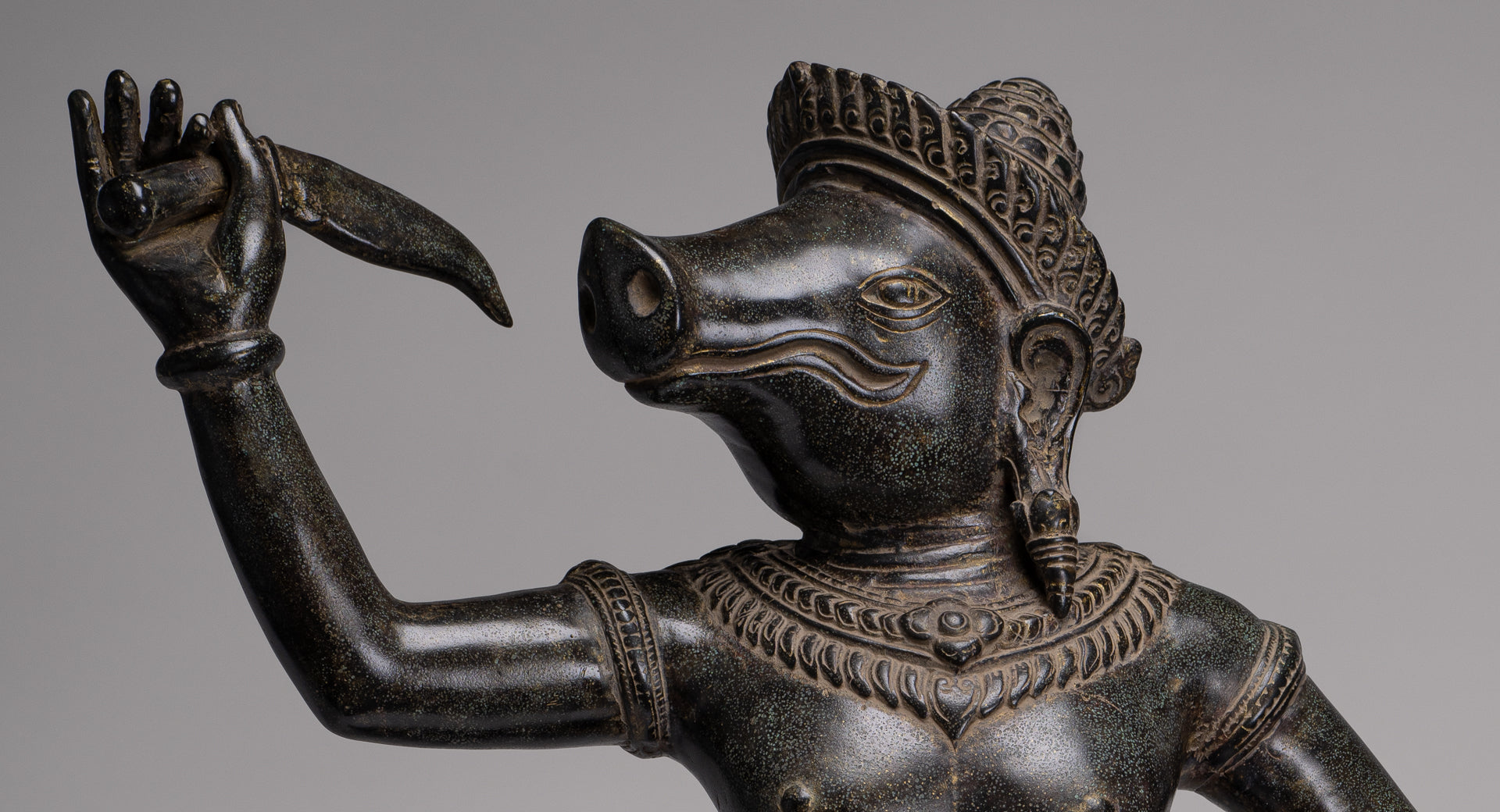 Varaha Statue - Antike Khmer Stil stehend Bronze Varaha Boar Avatar von Vishnu - 62cm/25 & quot;