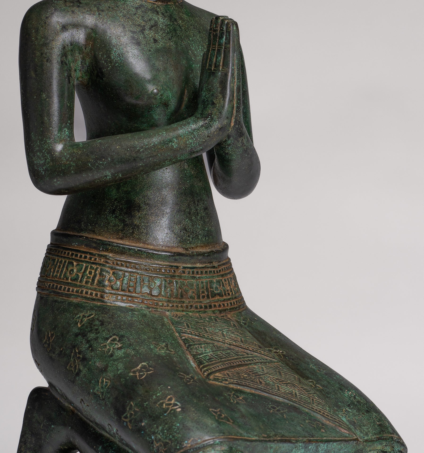 Deity Statue - Antique Khmer Style Bayon Prajnaparamita Statue / Goddess - 54cm/22"