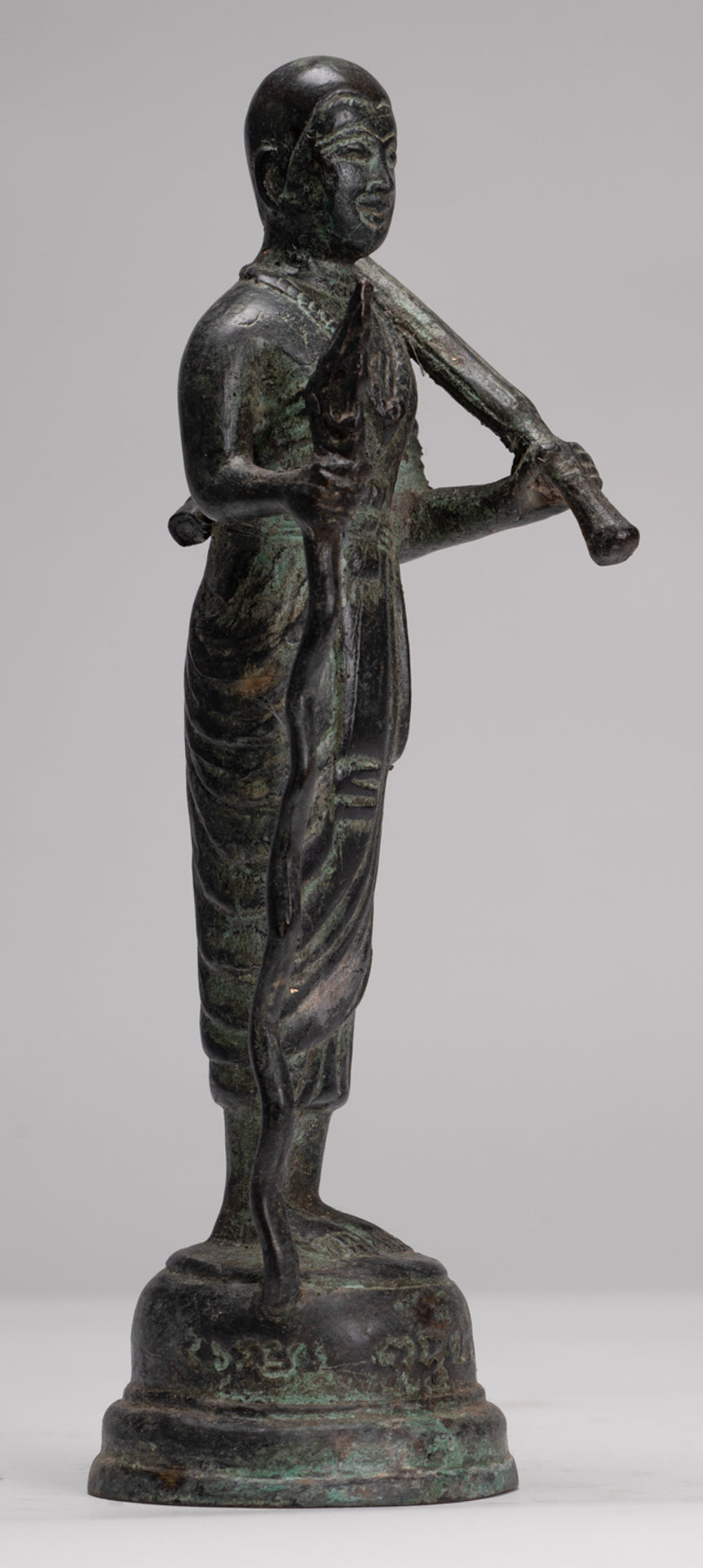 Monk - Antique Thai Style Bronze Dvaravati Devotee / Disciple of Buddha Statue - 26cm/10"