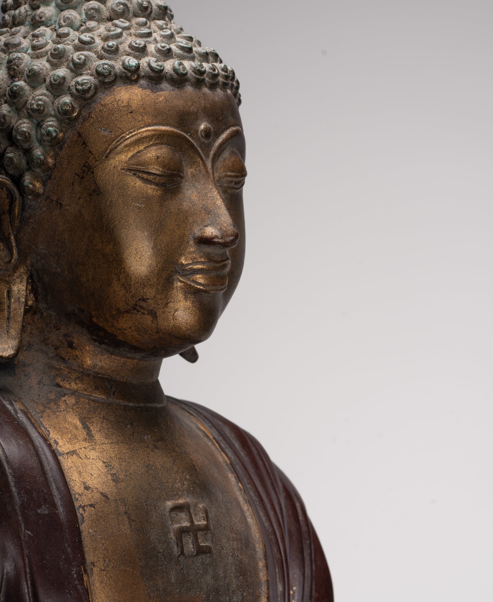 Masterpiece Buddha Statue - Antique Tibet Style Seated Teaching Buddha Statue - 88cm/35"