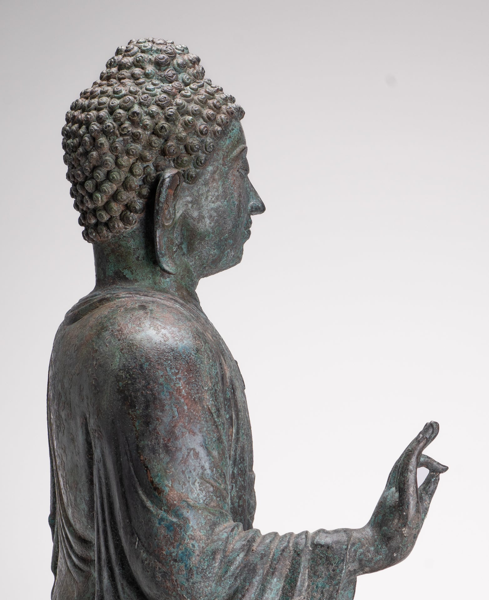 Masterpiece Antique Tibet Style Seated Teaching Buddha Statue - 88cm/35"
