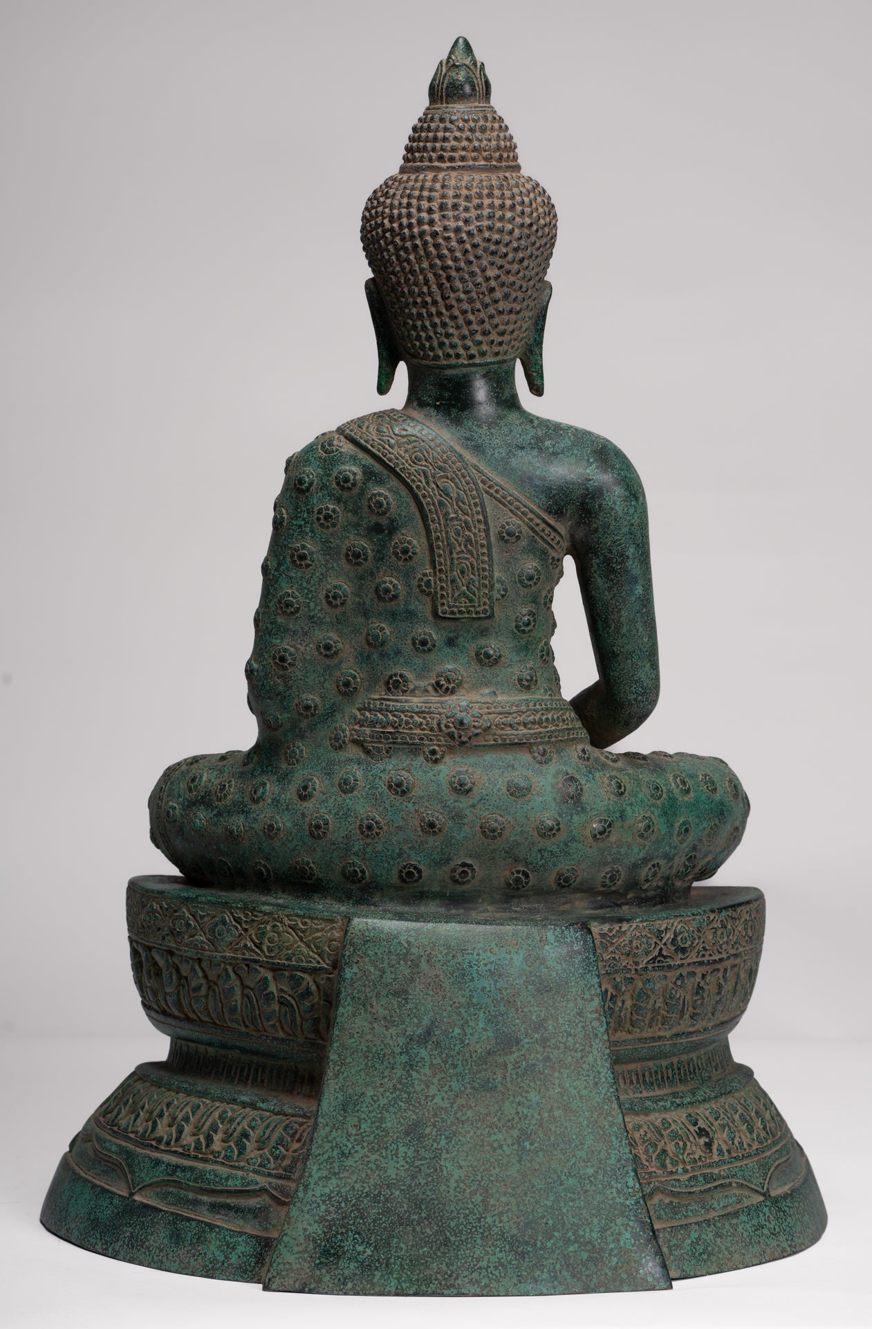 Buddha Statue - Antique Khmer Style Bronze Seated Amitabha Meditation Buddha Statue - 53cm/21"