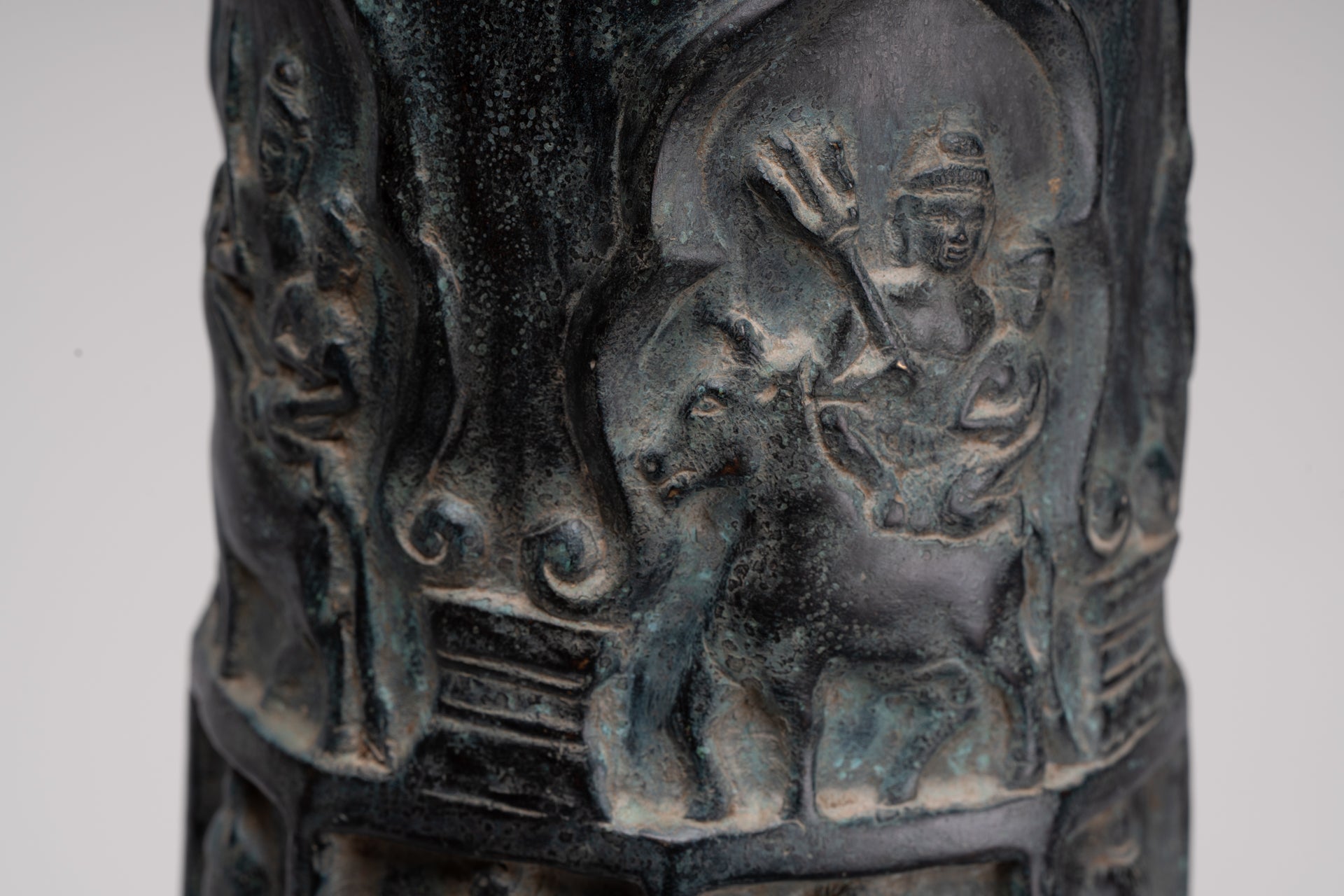 Large Linga Statue - Antique Khmer Style Bronze Linga / Lingnum & Yoni - 53cm/21"