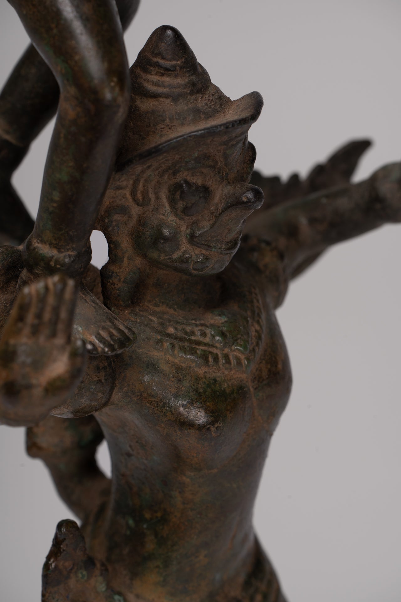 Masterpiece - Antique Khmer Style Bronze Khmer Baphuon Vishnu Statue Riding Garuda - 36cm/14"