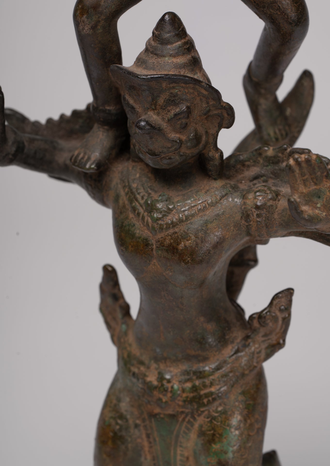 Masterpiece - Antique Khmer Style Bronze Khmer Baphuon Vishnu Statue Riding Garuda - 36cm/14"