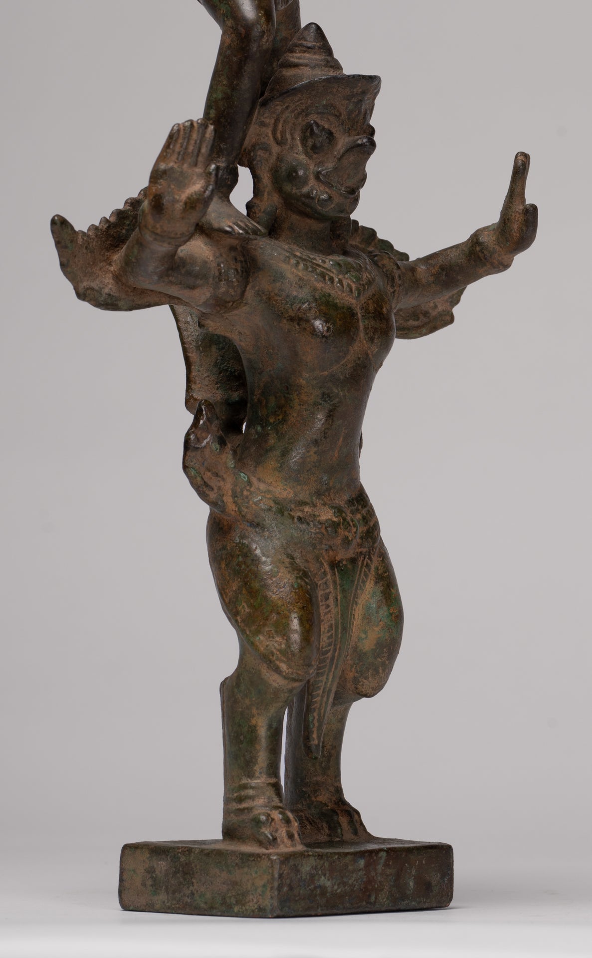 Masterpiece - Antique Khmer Style Bronze Khmer Baphuon Vishnu Statue Riding Garuda - 36cm/14"