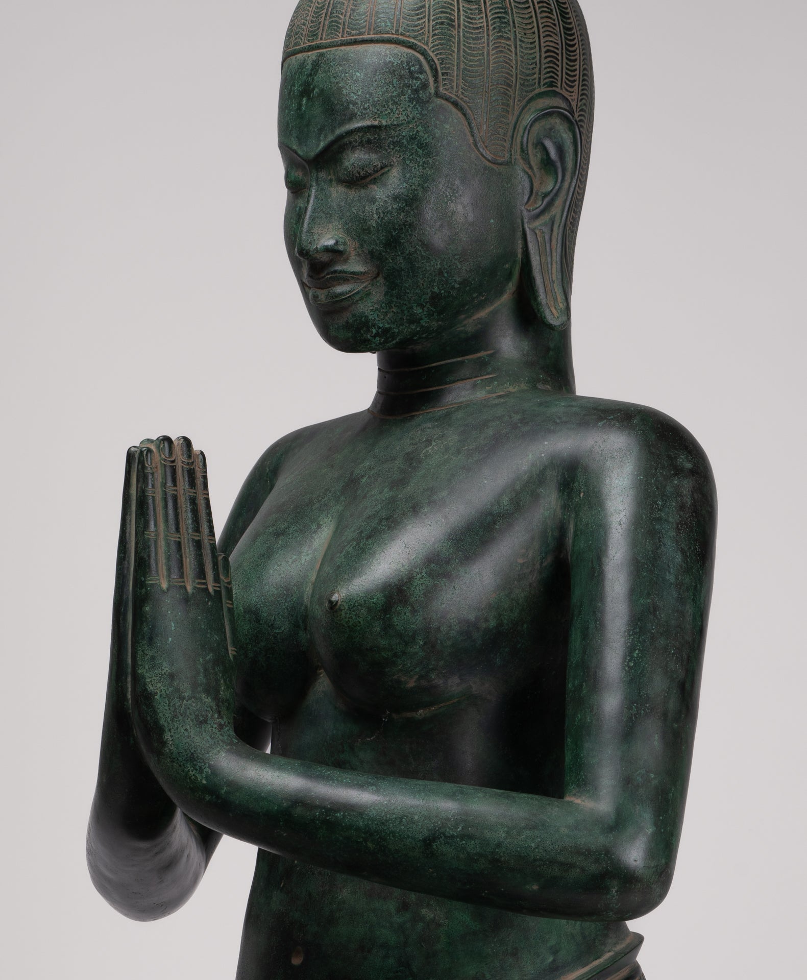 Deity Statue - Antique Khmer Style Bayon Prajnaparamita Statue / Goddess - 95cm/38"