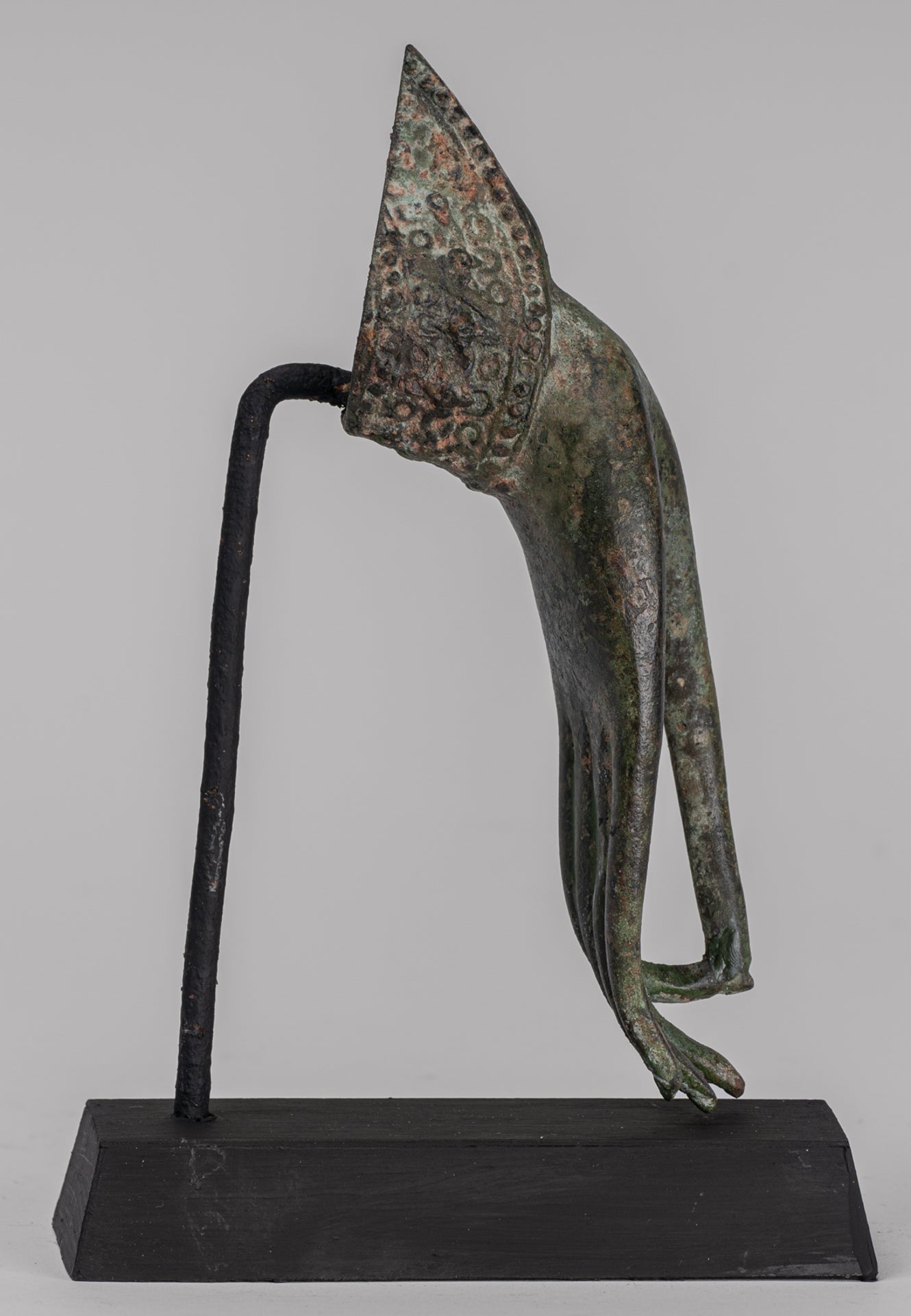 Mounted Antique Thai Style Southeast Asia Bronze Thai Teaching Hand - 19cm/8"