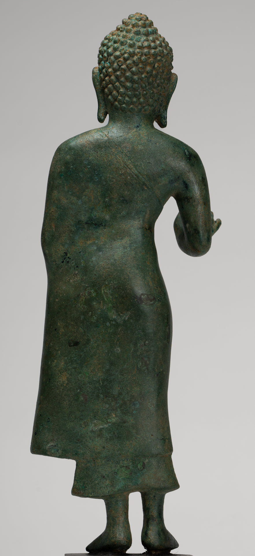 Buddha Statue - Antique Thai Style Standing Bronze Mon Dvaravati Teaching Buddha Statue - 35cm/14"