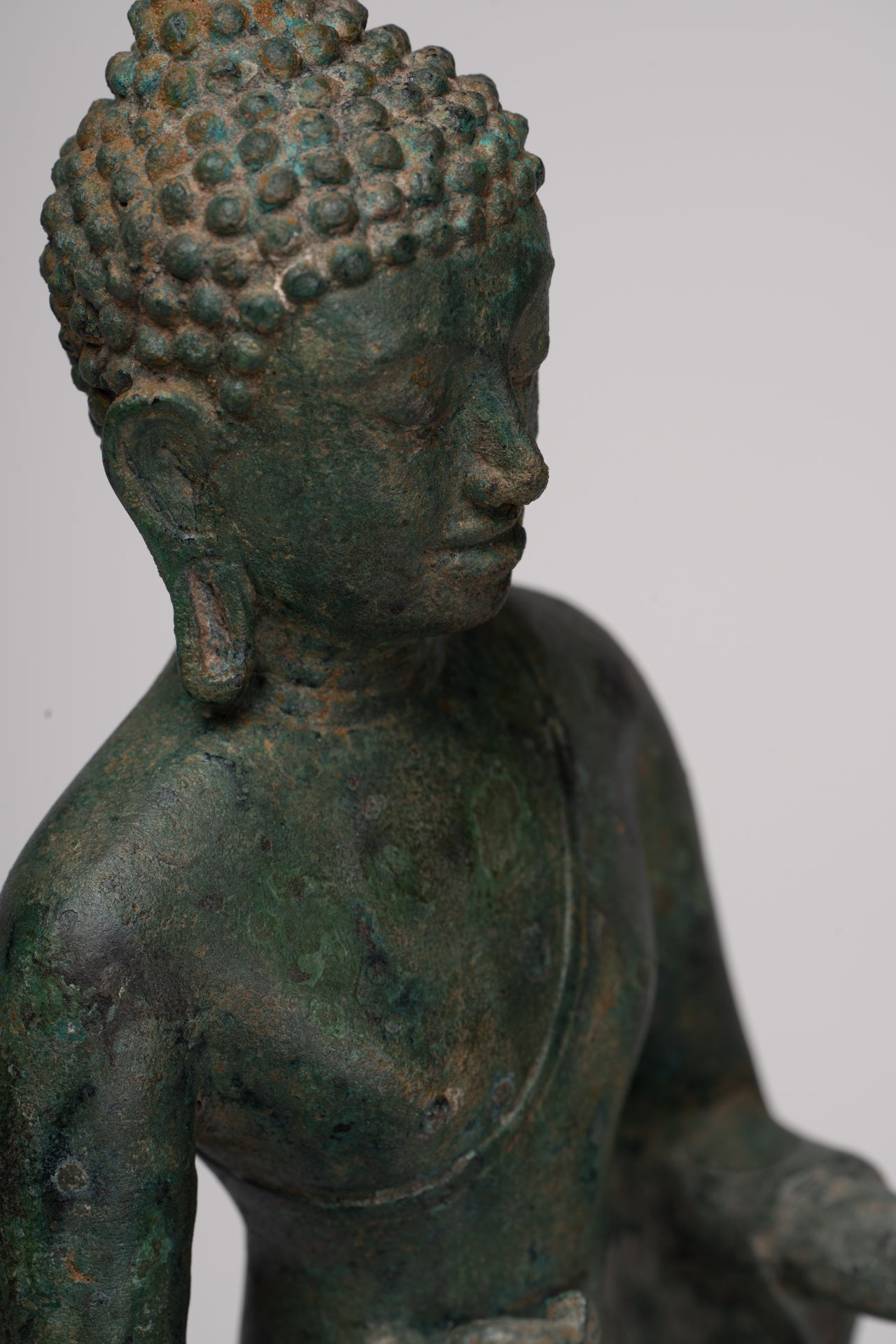 Buddha Statue - Antique Thai Style Standing Bronze Mon Dvaravati Teaching Buddha Statue - 35cm/14"