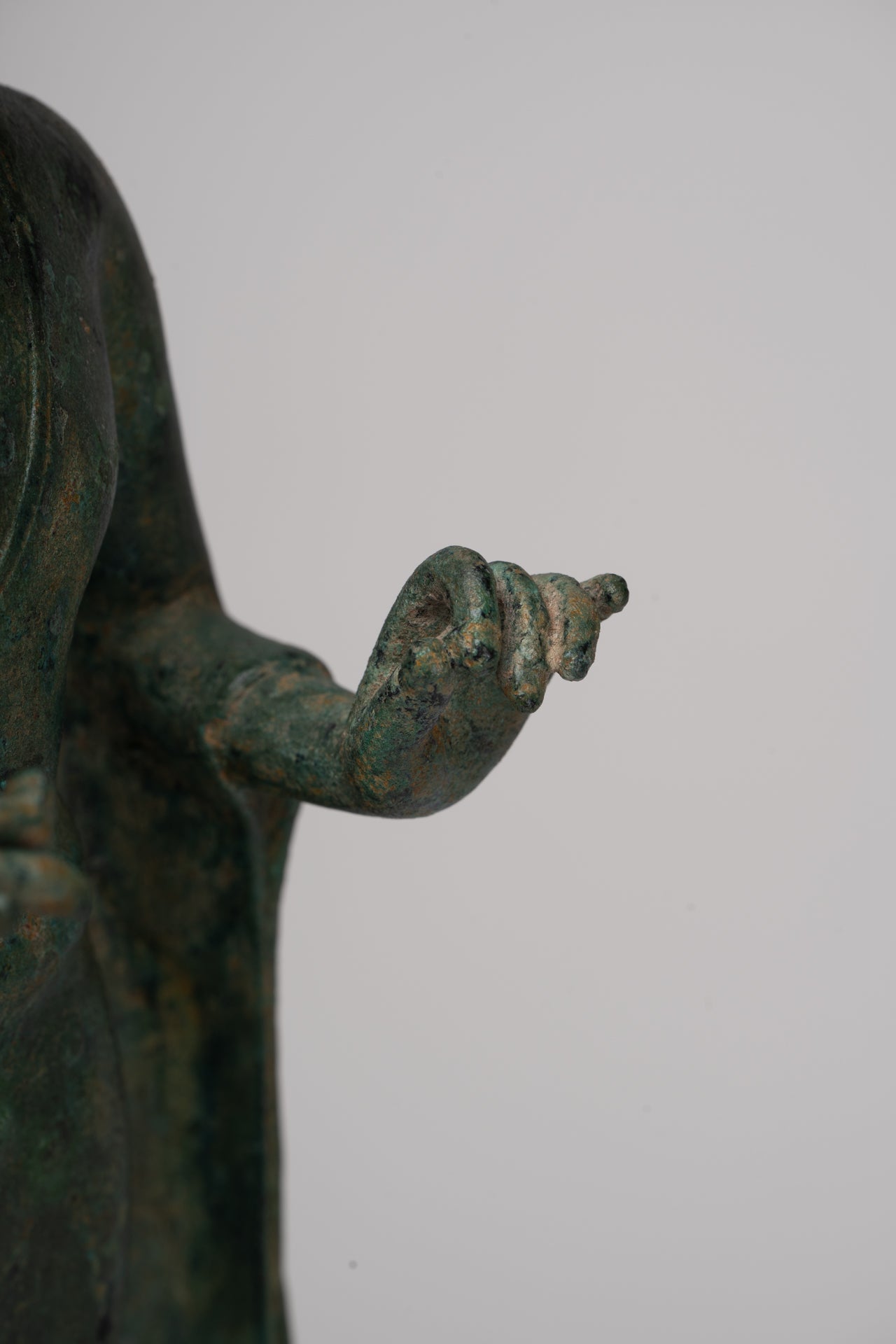 Buddha Statue - Antique Thai Style Standing Bronze Mon Dvaravati Teaching Buddha Statue - 35cm/14"