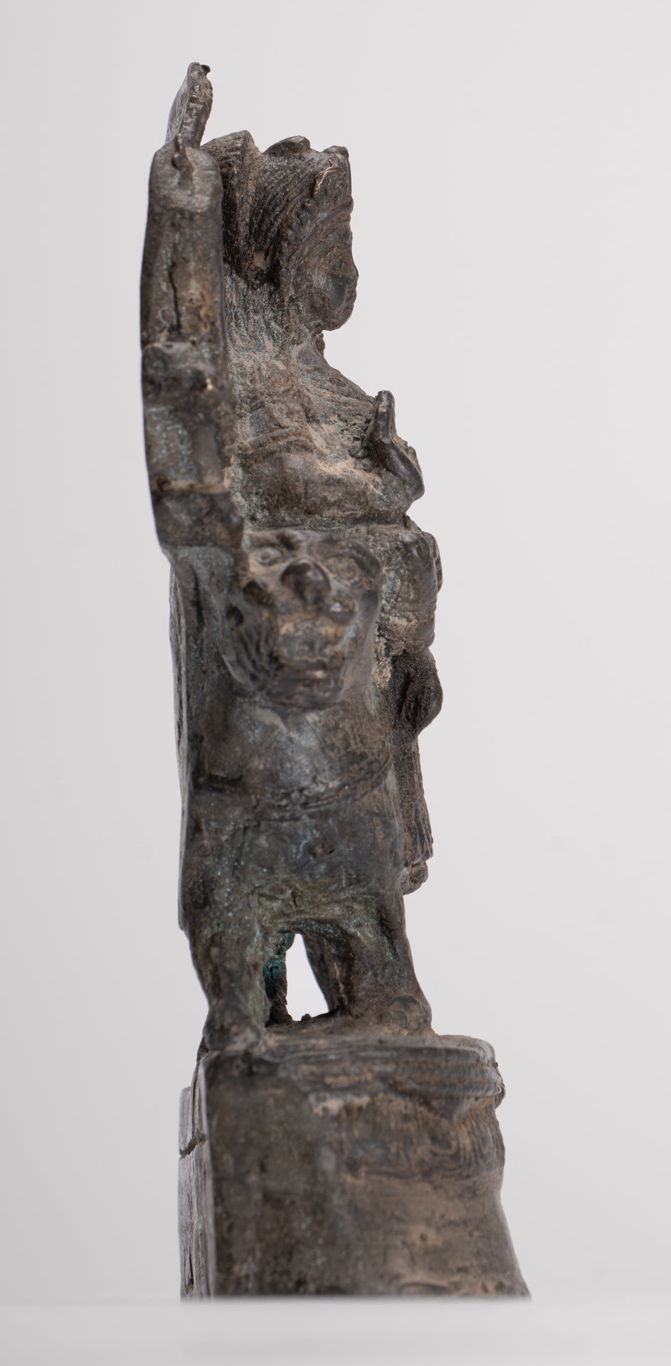 Chandraghanta - Antique Javanese Style Majapahit Chandraghanta Durga Statue - 15cm/6"