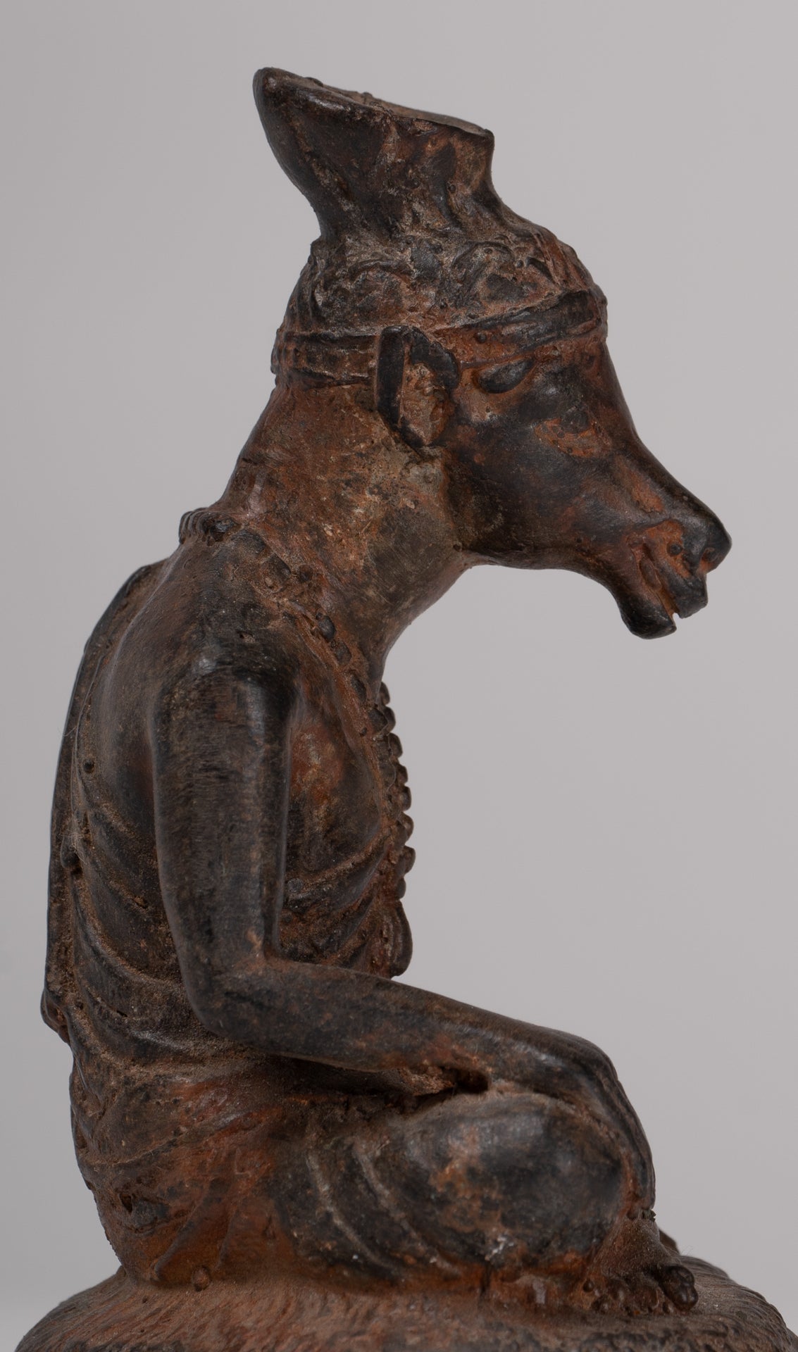 Hayagriva Statue - Antique Thai Style Seated Bronze Hayagriva Avatar of Vishnu - 12.5cm/5"