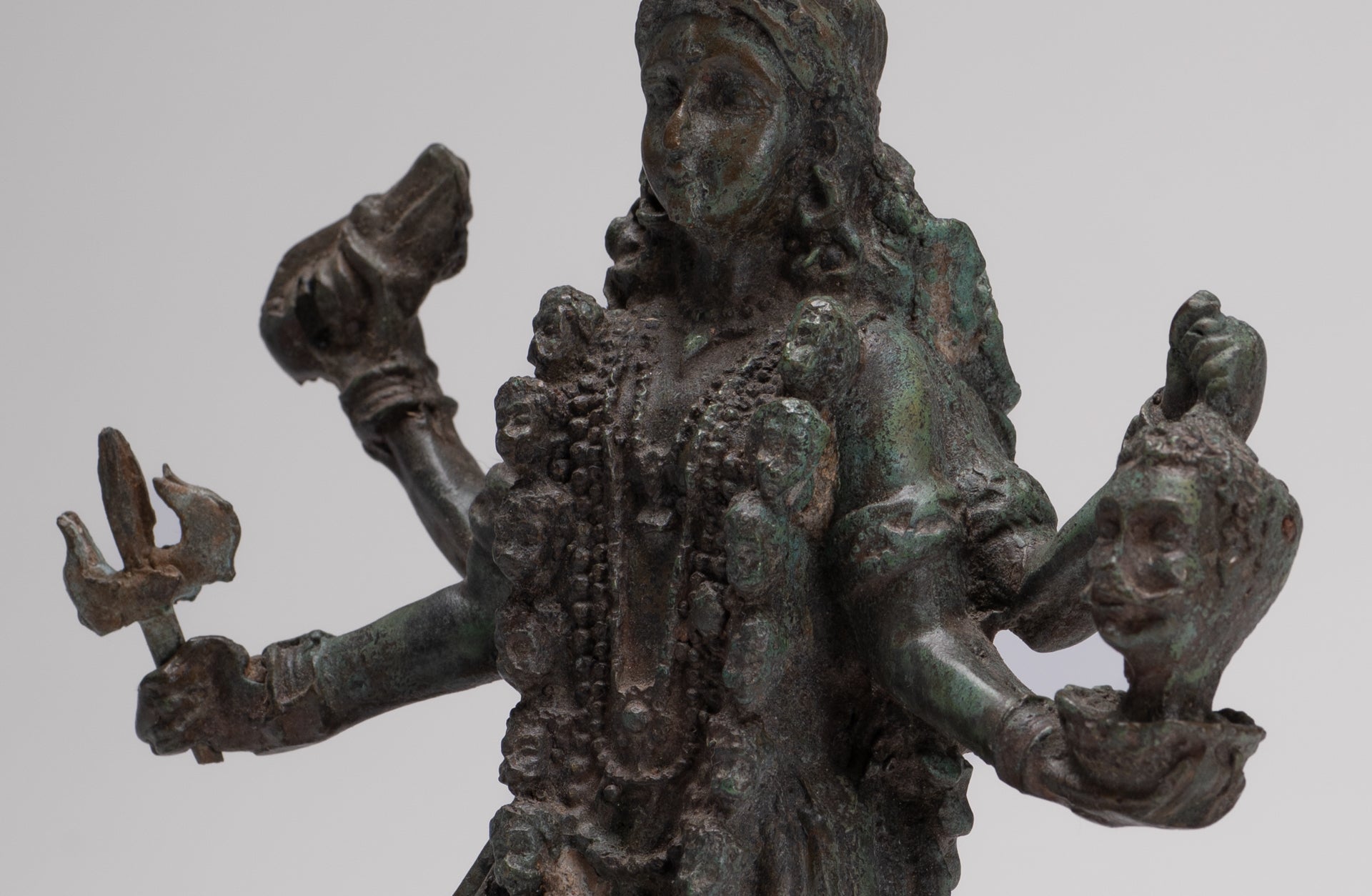 Kali Statue - Antique Indian Style Standing Bronze Kali or Mahakali Statue - 19cm/8"
