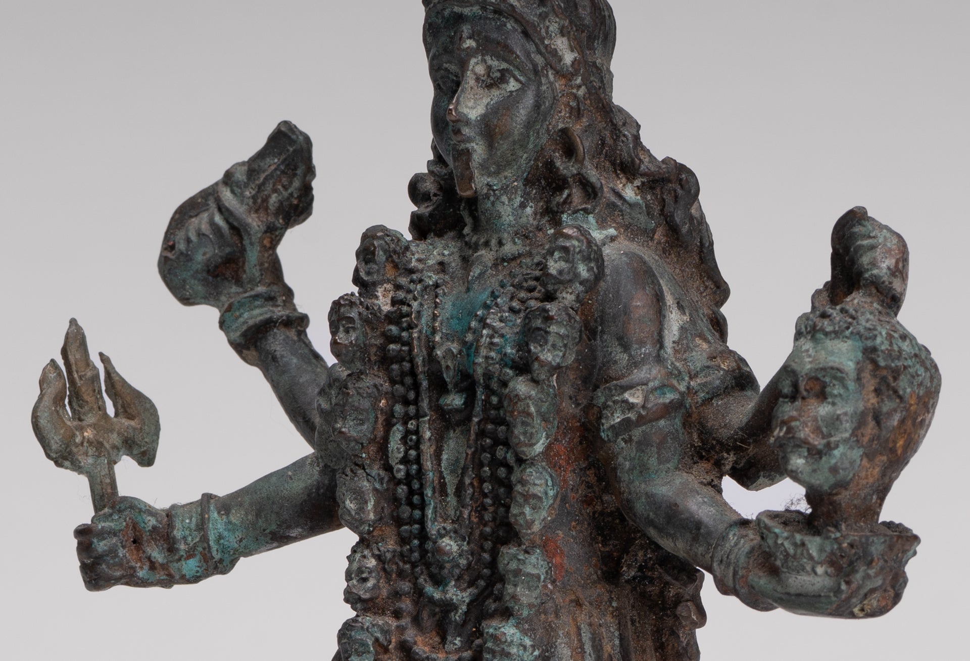 Kali Statue - Antique Indian Style Standing Bronze Kali or Mahakali Statue - 20cm/8"