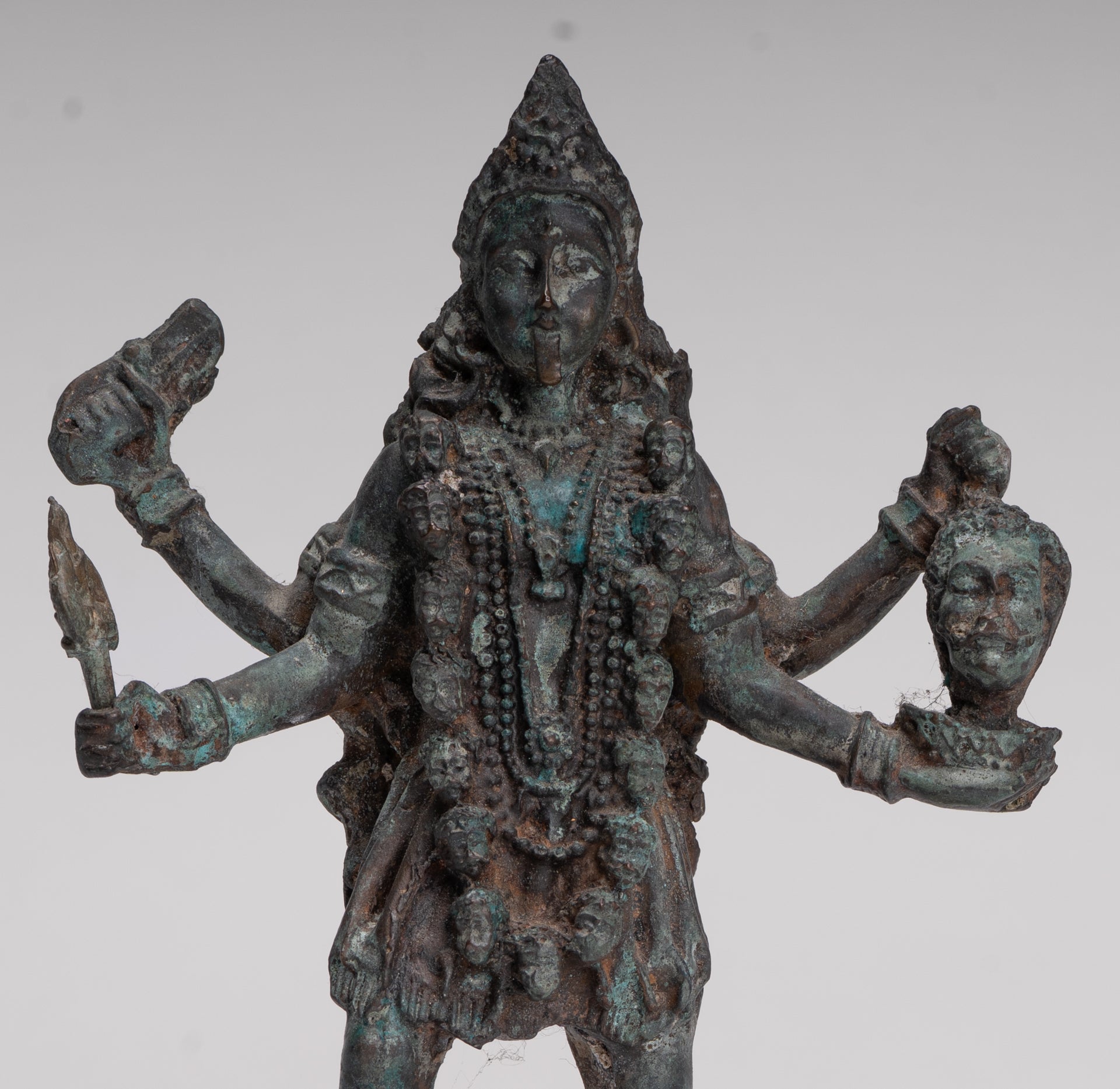 Kali Statue - Antique Indian Style Standing Bronze Kali or Mahakali Statue - 20cm/8"