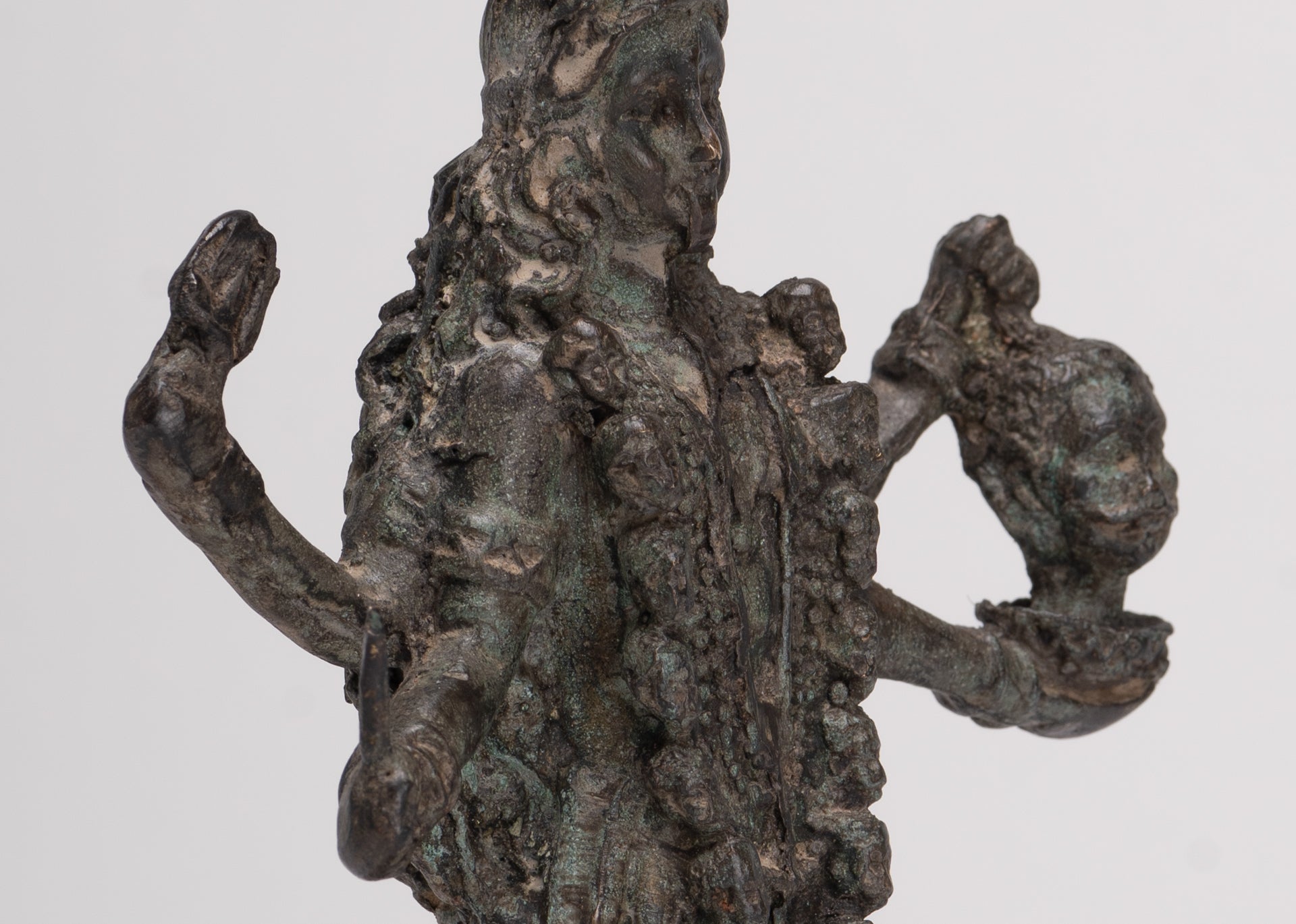 Antique Indian Style Standing Bronze Kali or Mahakali Statue - 19cm/8"