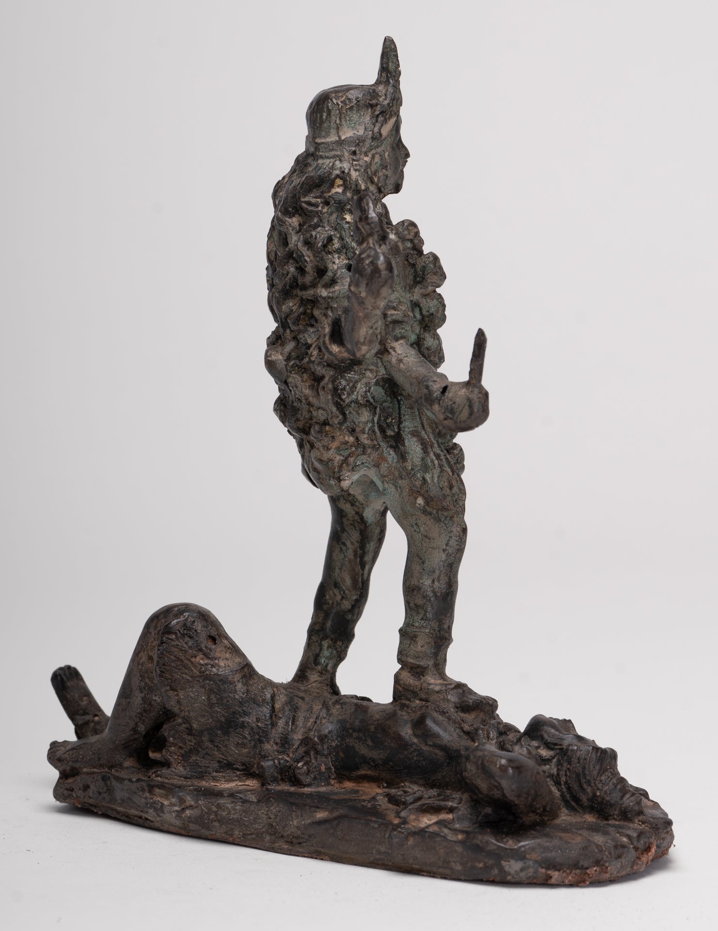 Antique Indian Style Standing Bronze Kali or Mahakali Statue - 19cm/8"