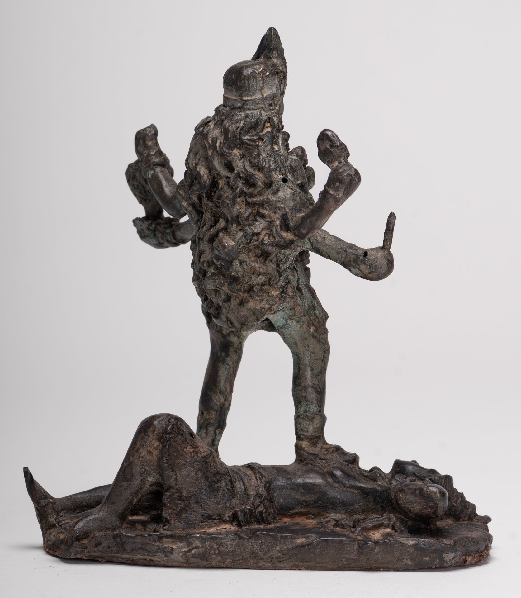 Antique Indian Style Standing Bronze Kali or Mahakali Statue - 19cm/8"