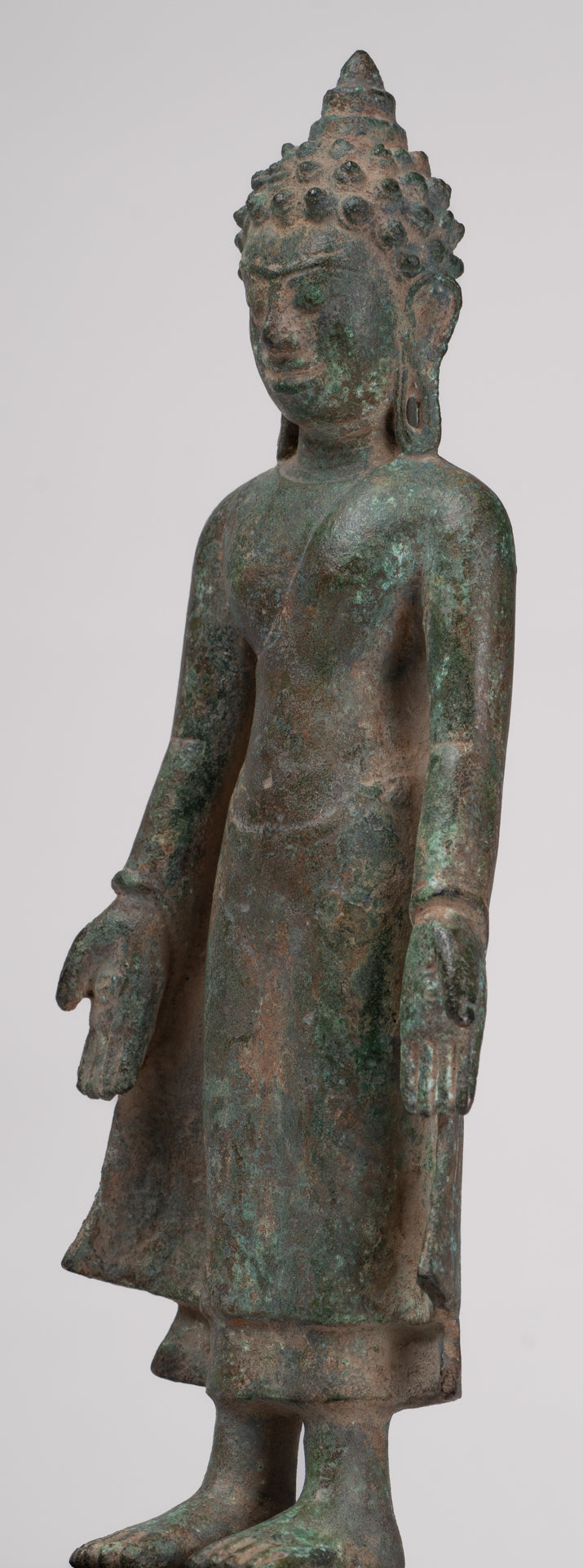 Buddha Statue - Antique Khmer -Stil montiert Bronze Phnom da Stand Buddha Statue - 31cm/12 "