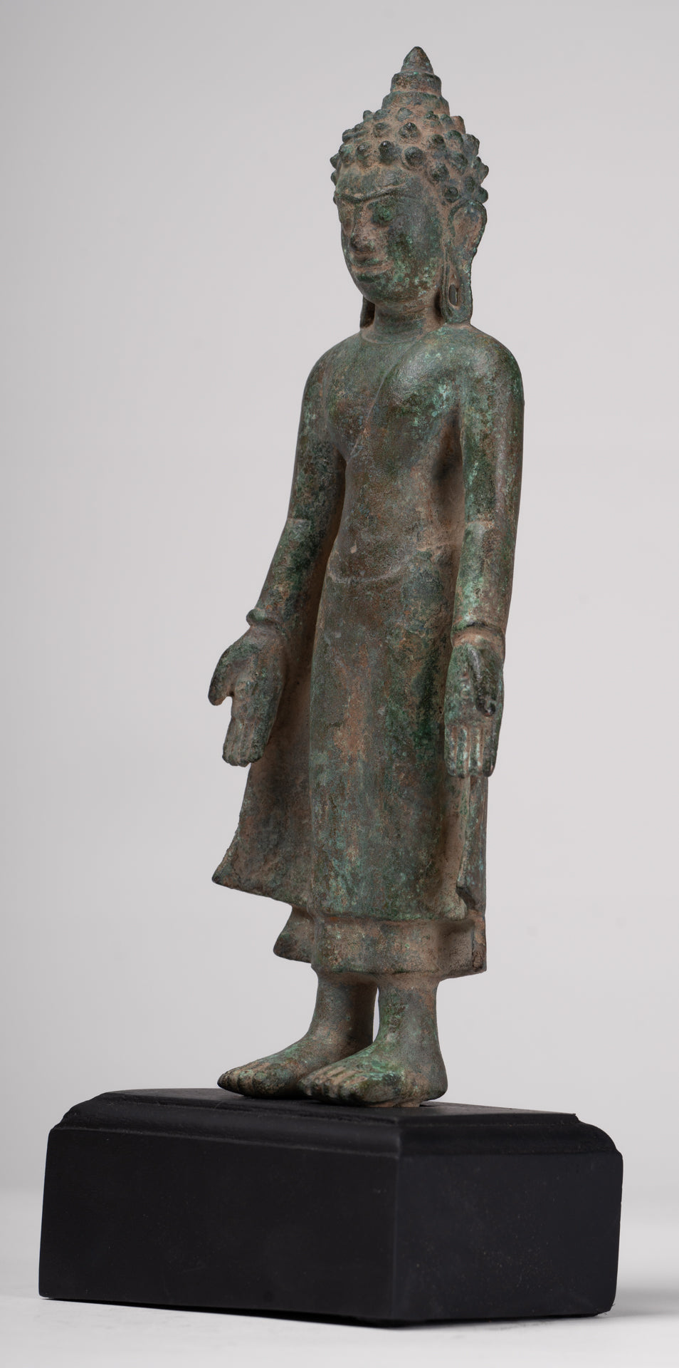 Buddha Statue - Antique Khmer -Stil montiert Bronze Phnom da Stand Buddha Statue - 31cm/12 "