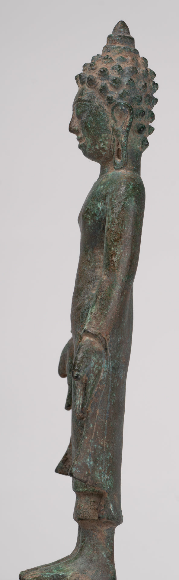 Buddha Statue - Antique Khmer -Stil montiert Bronze Phnom da Stand Buddha Statue - 31cm/12 "