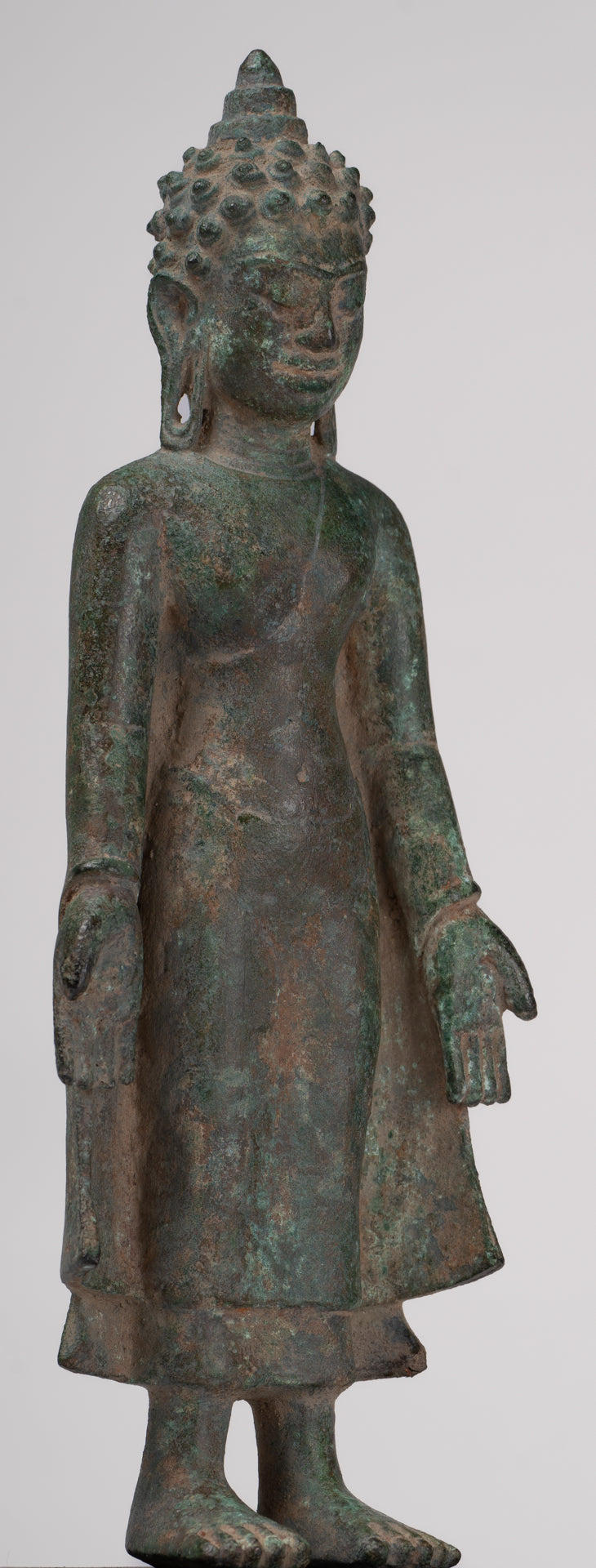 Buddha Statue - Antique Khmer -Stil montiert Bronze Phnom da Stand Buddha Statue - 31cm/12 "