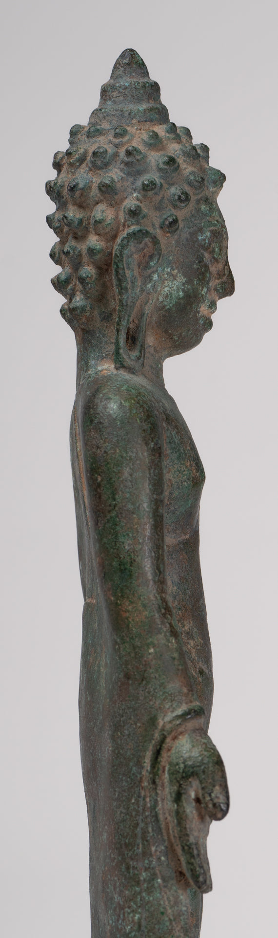 Buddha Statue - Antique Khmer -Stil montiert Bronze Phnom da Stand Buddha Statue - 31cm/12 "