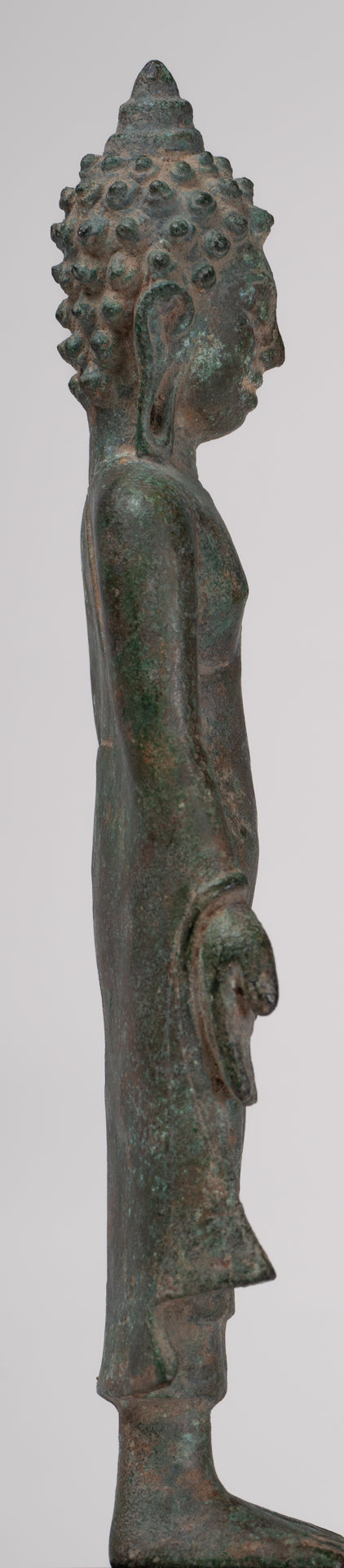 Buddha Statue - Antique Khmer -Stil montiert Bronze Phnom da Stand Buddha Statue - 31cm/12 "