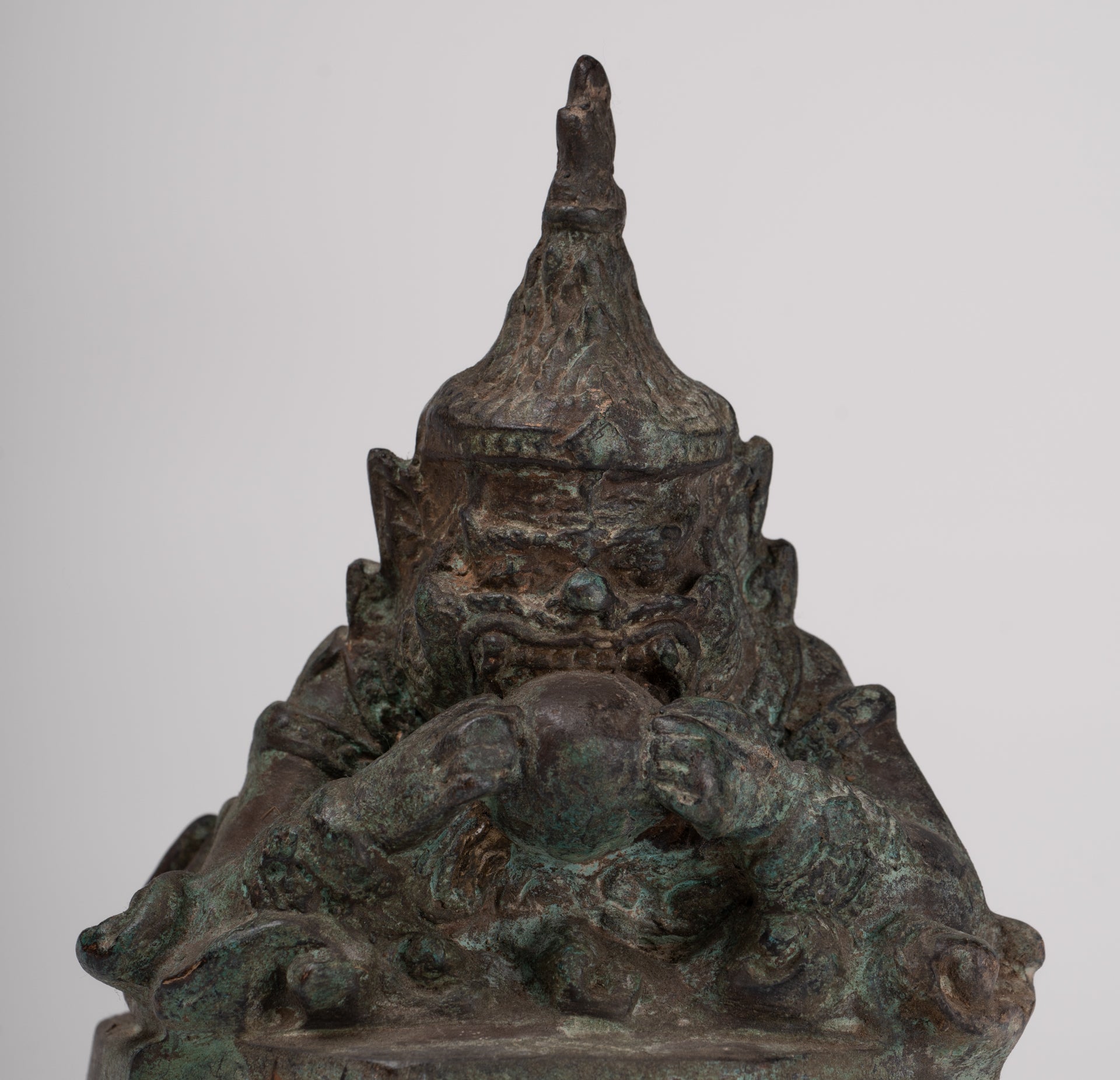 Phra Rahu Statue - Antique Thai Style God of Eclipses and Protection Phra Rahu Statue - 17.5cm/7"