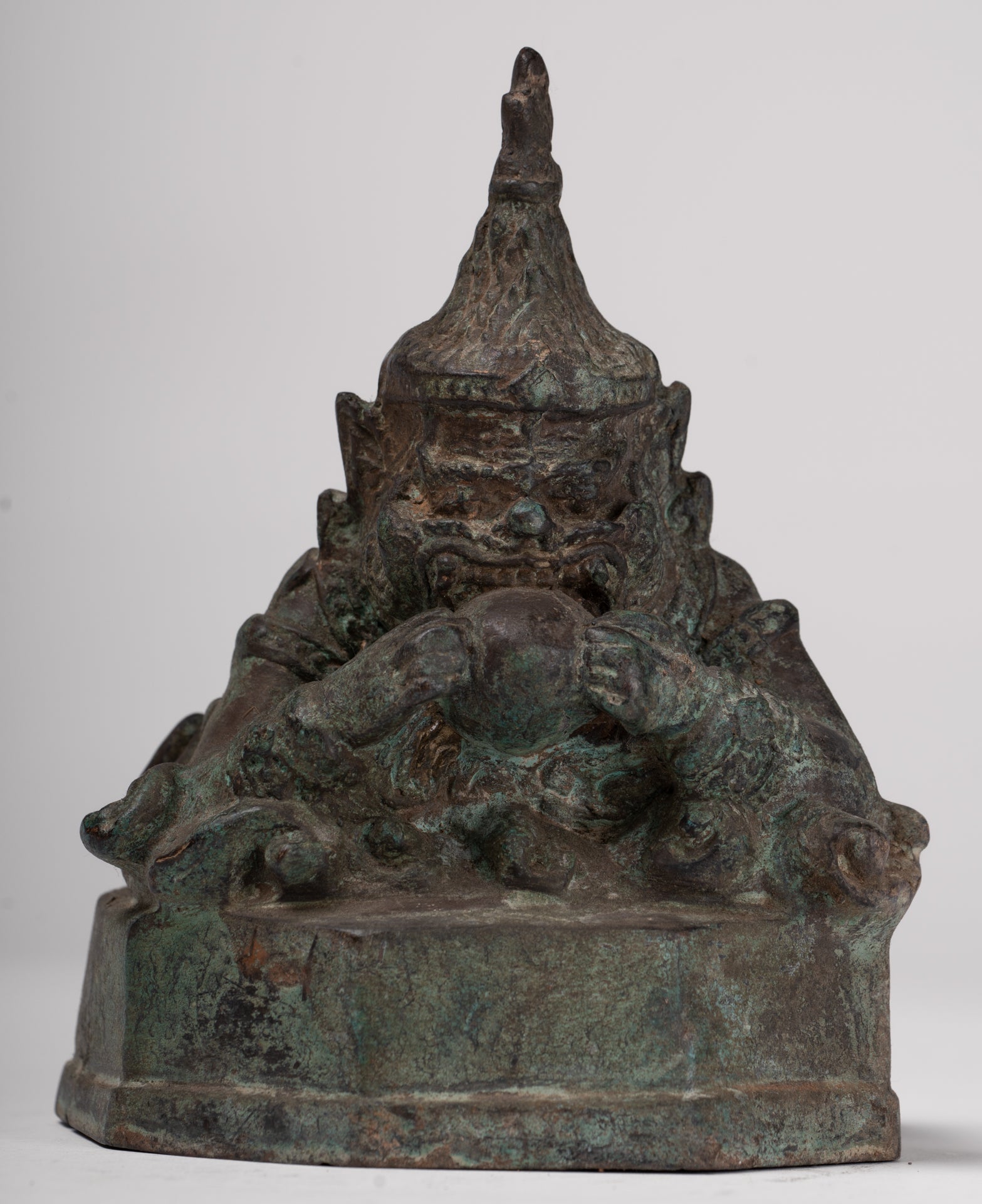 Phra Rahu Statue - Antique Thai Style God of Eclipses and Protection Phra Rahu Statue - 17.5cm/7"