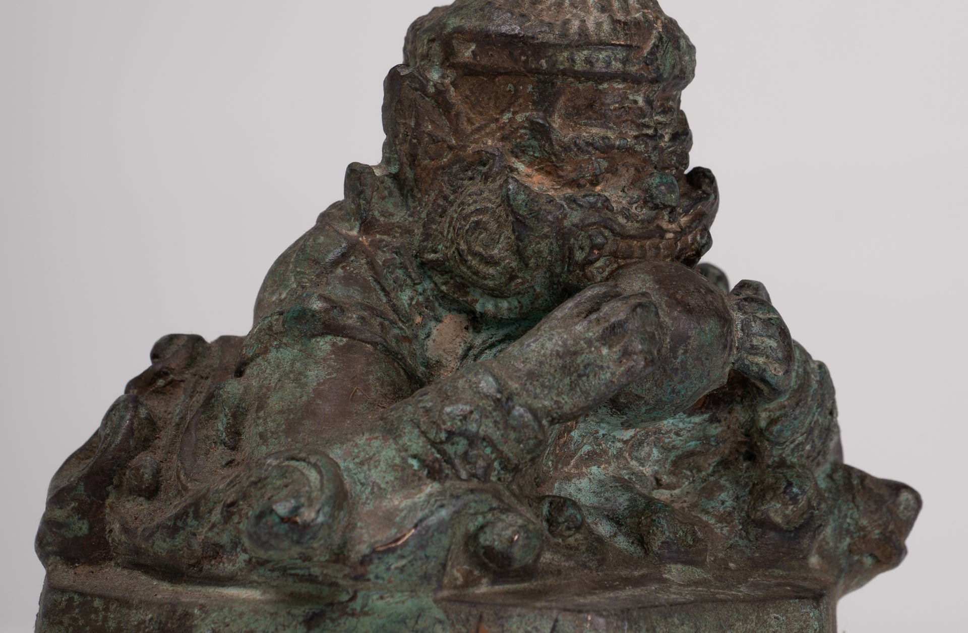 Phra Rahu Statue - Antique Thai Style God of Eclipses and Protection Phra Rahu Statue - 17.5cm/7"