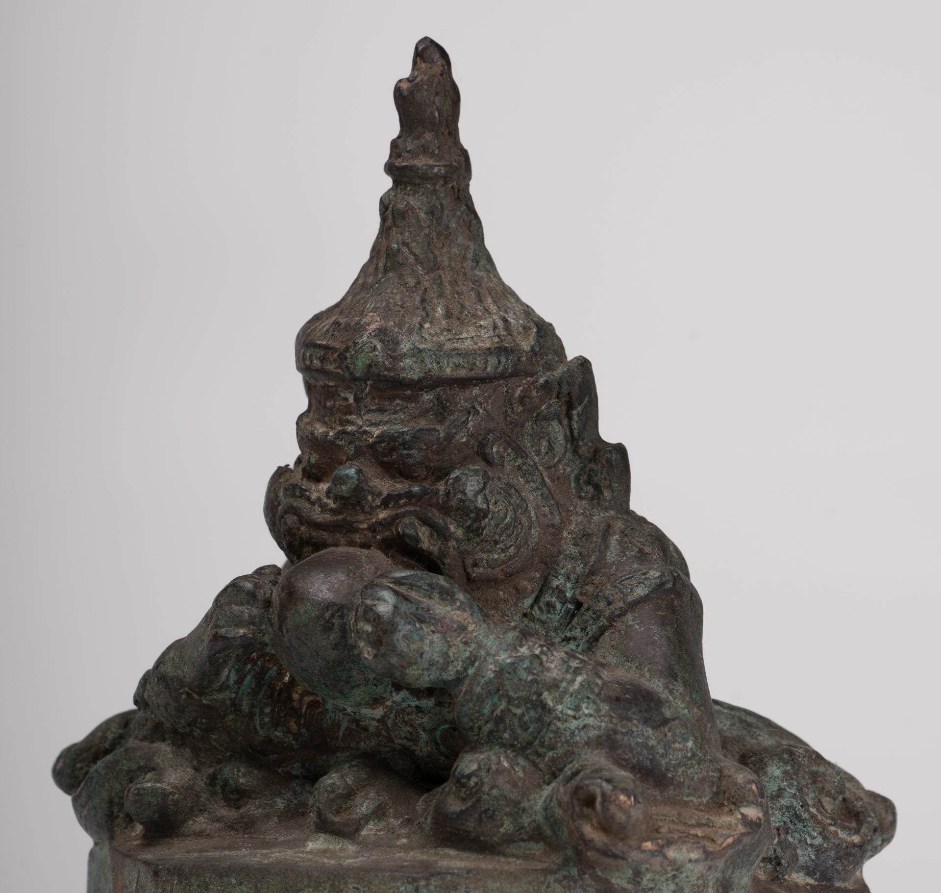 Phra Rahu Statue - Antique Thai Style God of Eclipses and Protection Phra Rahu Statue - 17.5cm/7"