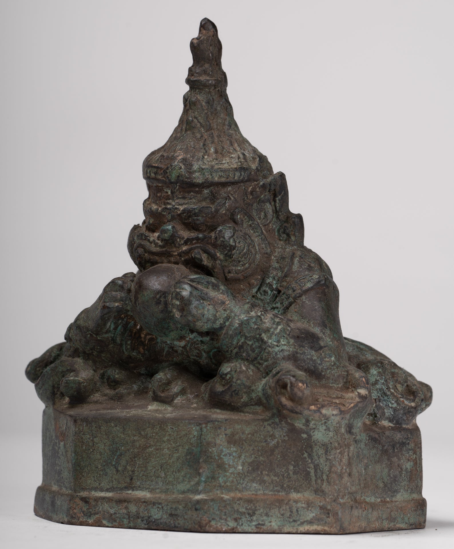 Phra Rahu Statue - Antique Thai Style God of Eclipses and Protection Phra Rahu Statue - 17.5cm/7"