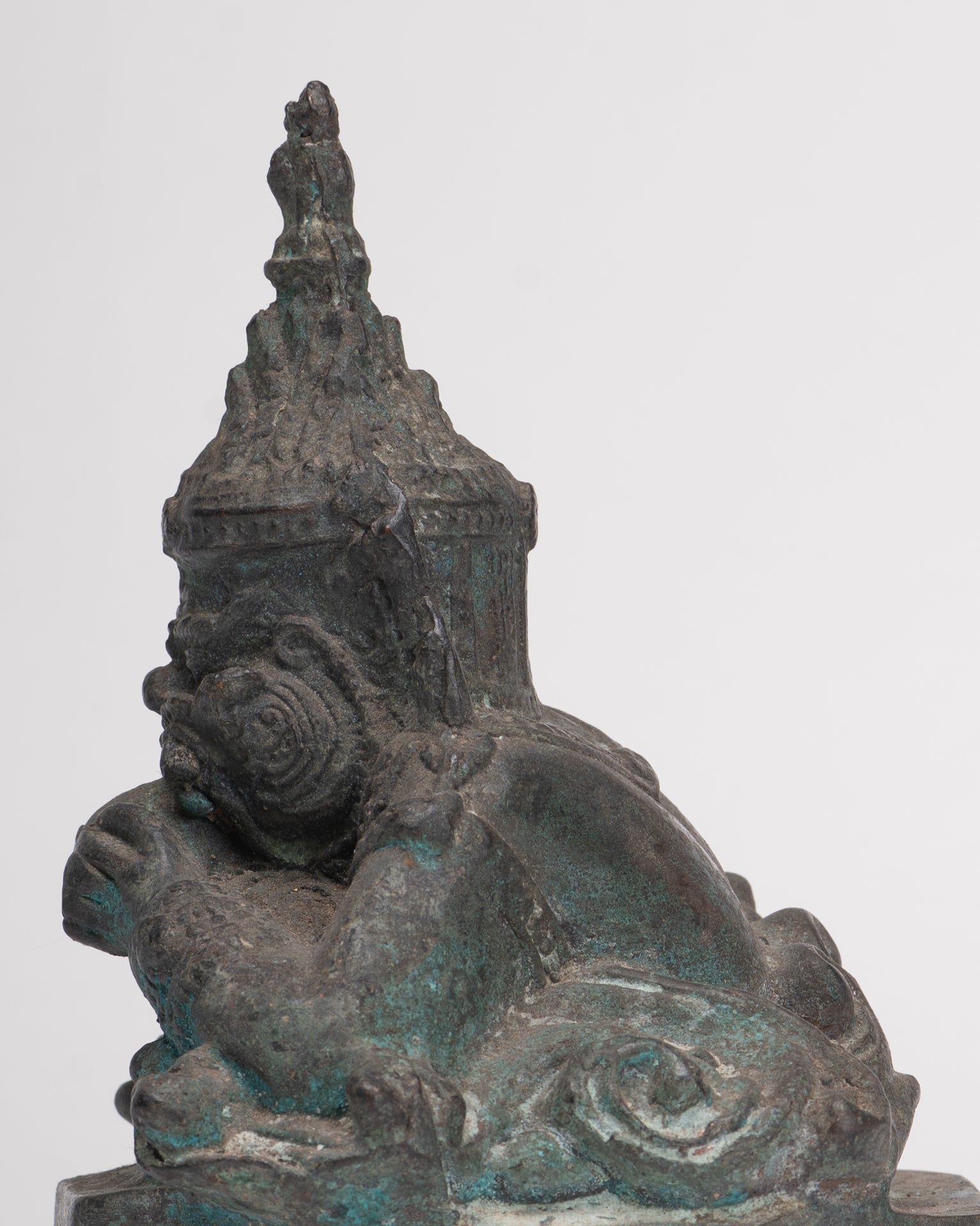 Phra Rahu Statue - Antique Thai Style God of Eclipses and Protection Phra Rahu Statue - 15.5cm/6"