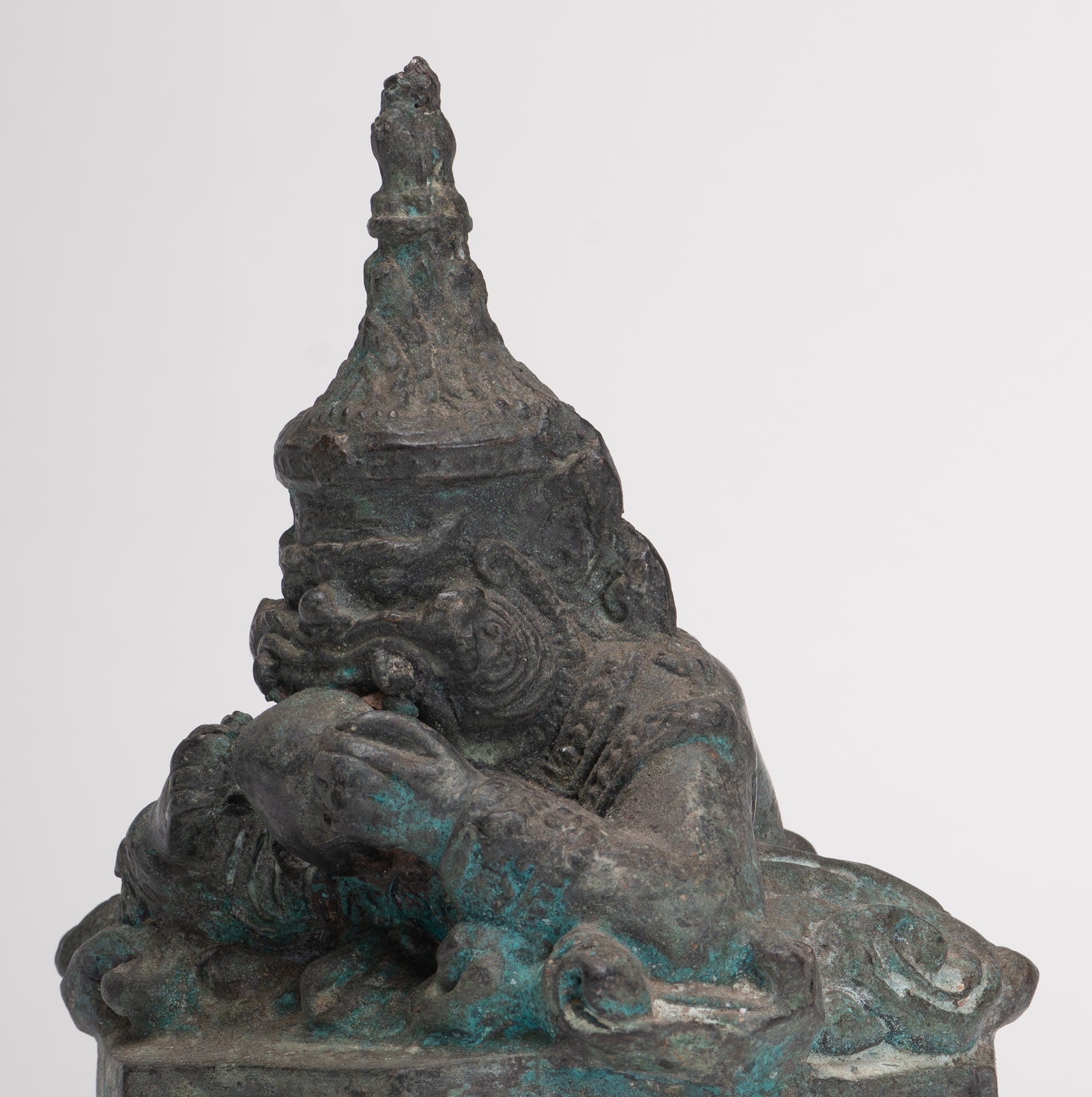 Phra Rahu Statue - Antique Thai Style God of Eclipses and Protection Phra Rahu Statue - 15.5cm/6"