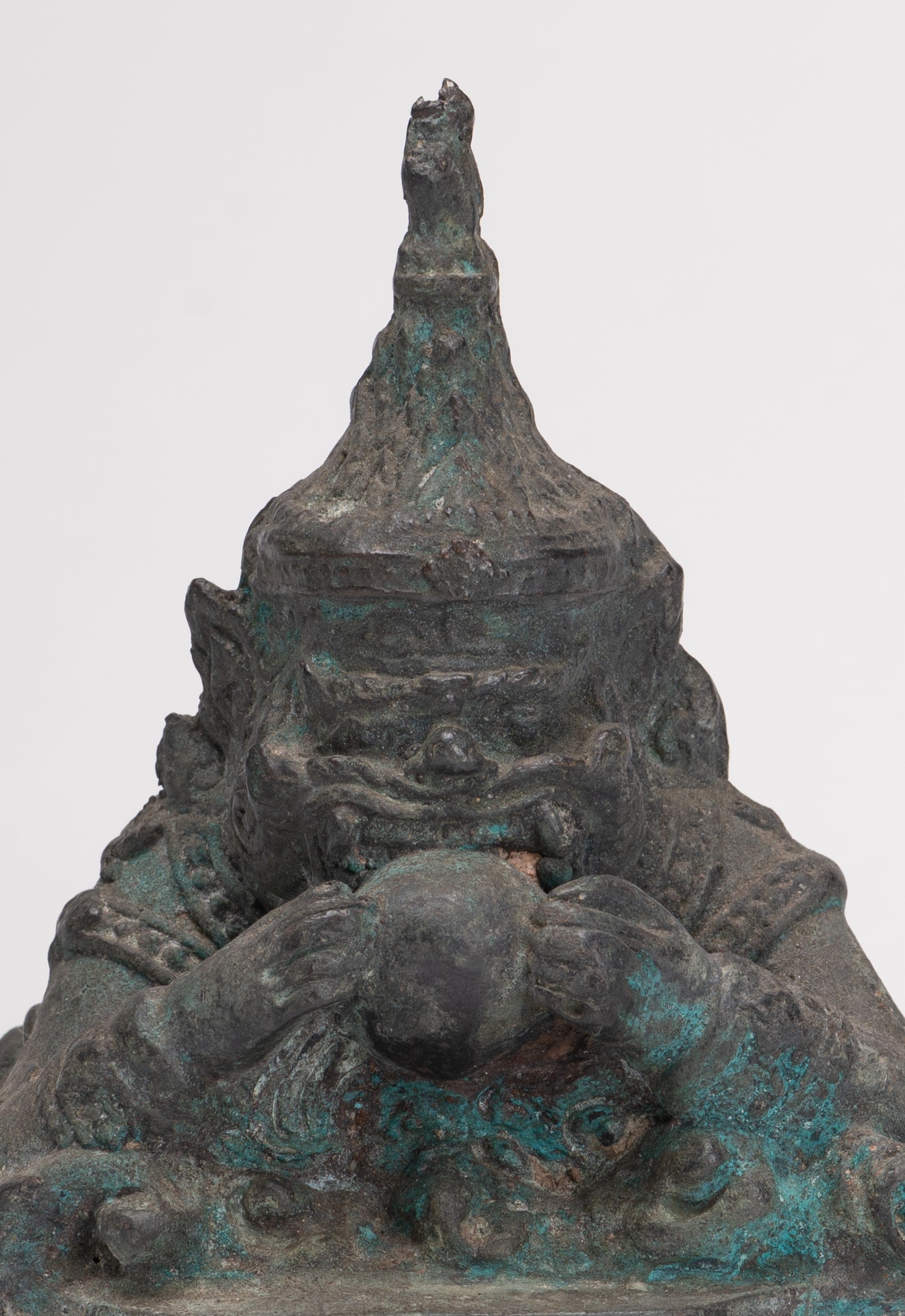 Phra Rahu Statue - Antique Thai Style God of Eclipses and Protection Phra Rahu Statue - 15.5cm/6"