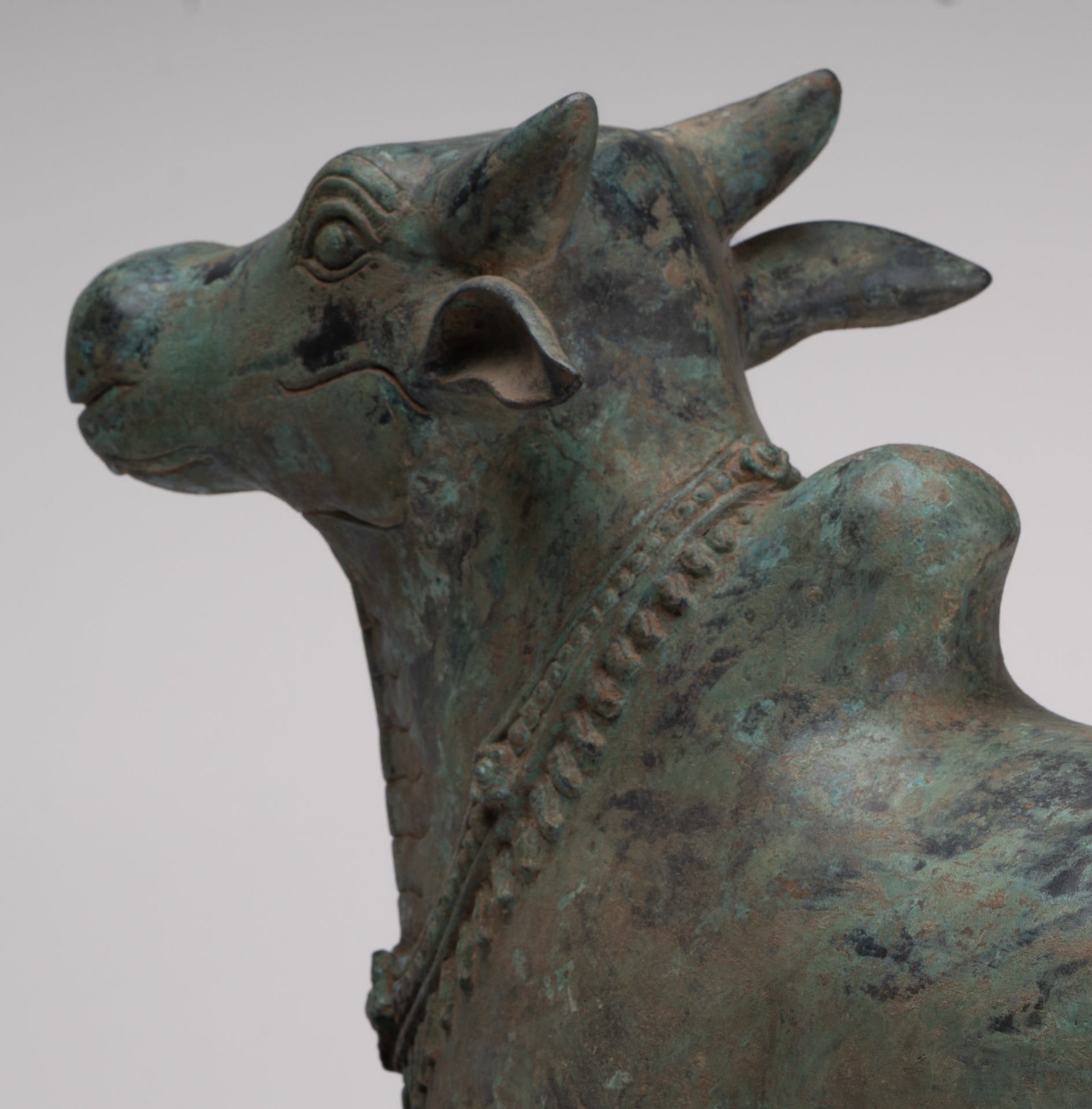 Antique Khmer Style Bronze Nandi Statue - Mount of Shiva - 52cm/21" Long