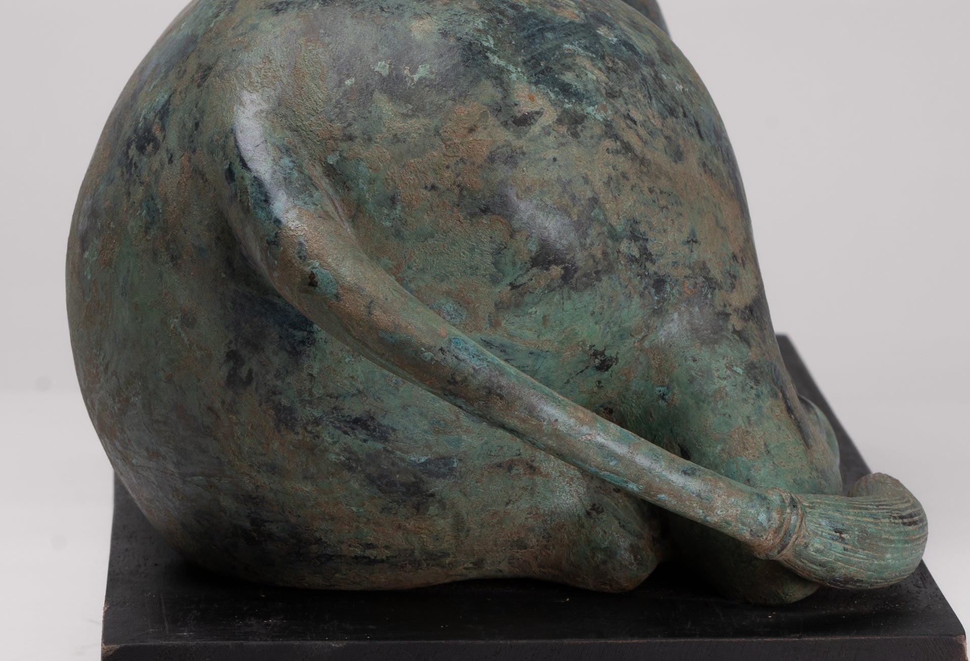 Antique Khmer Style Bronze Nandi Statue - Mount of Shiva - 52cm/21" Long