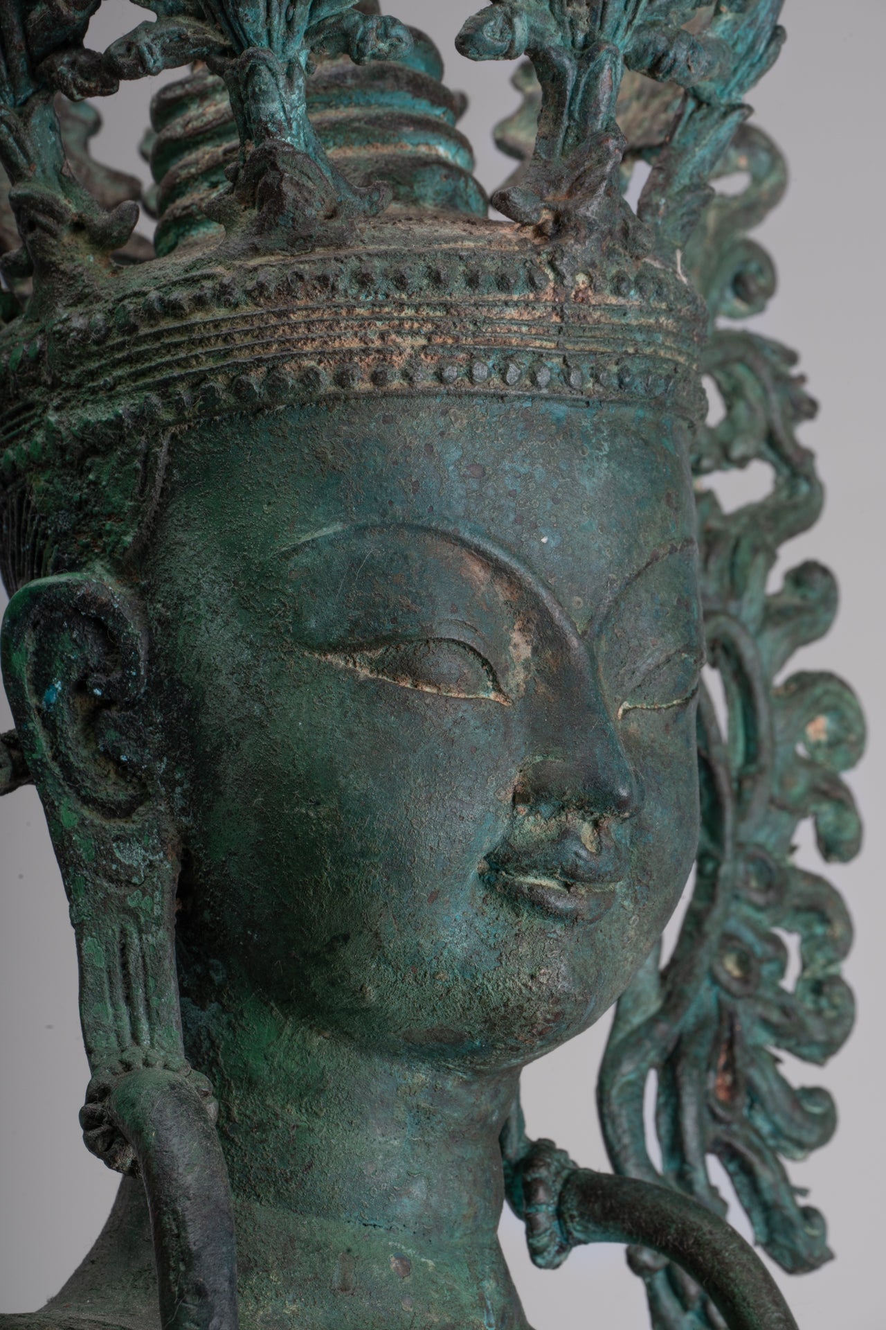 Large Buddha Statue - Antique Burmese Style Bronze Shan Enlightenment Seated Buddha Statue - 103cm/41"